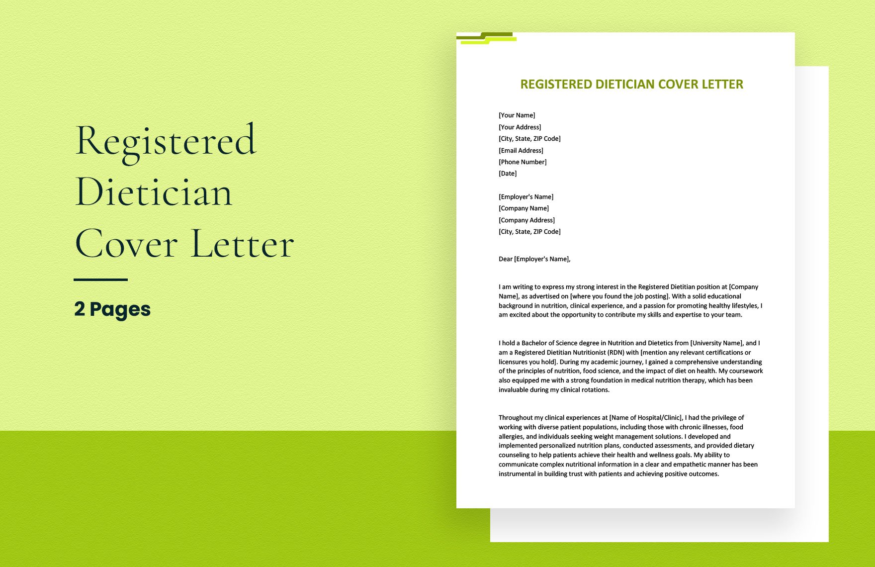 Registered Dietician Cover Letter