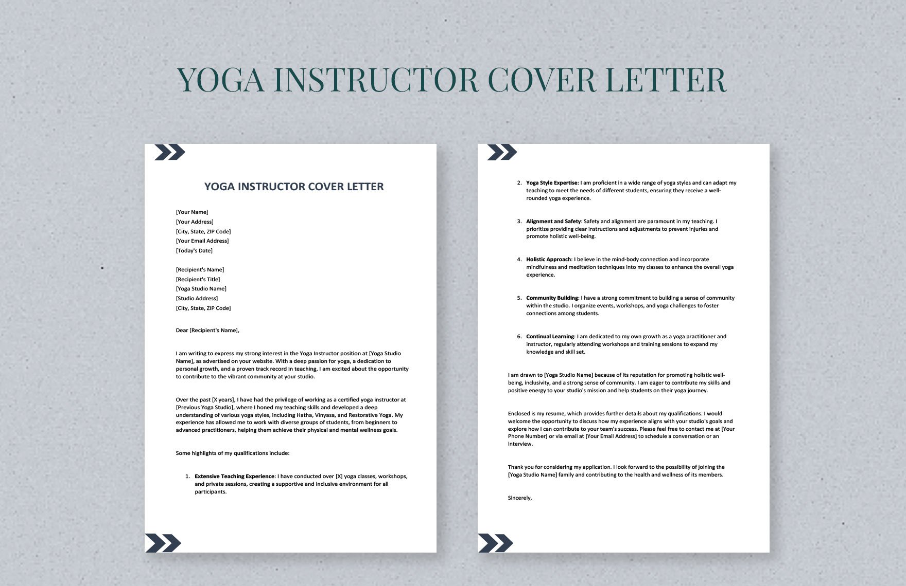 Yoga Instructor Cover Letter