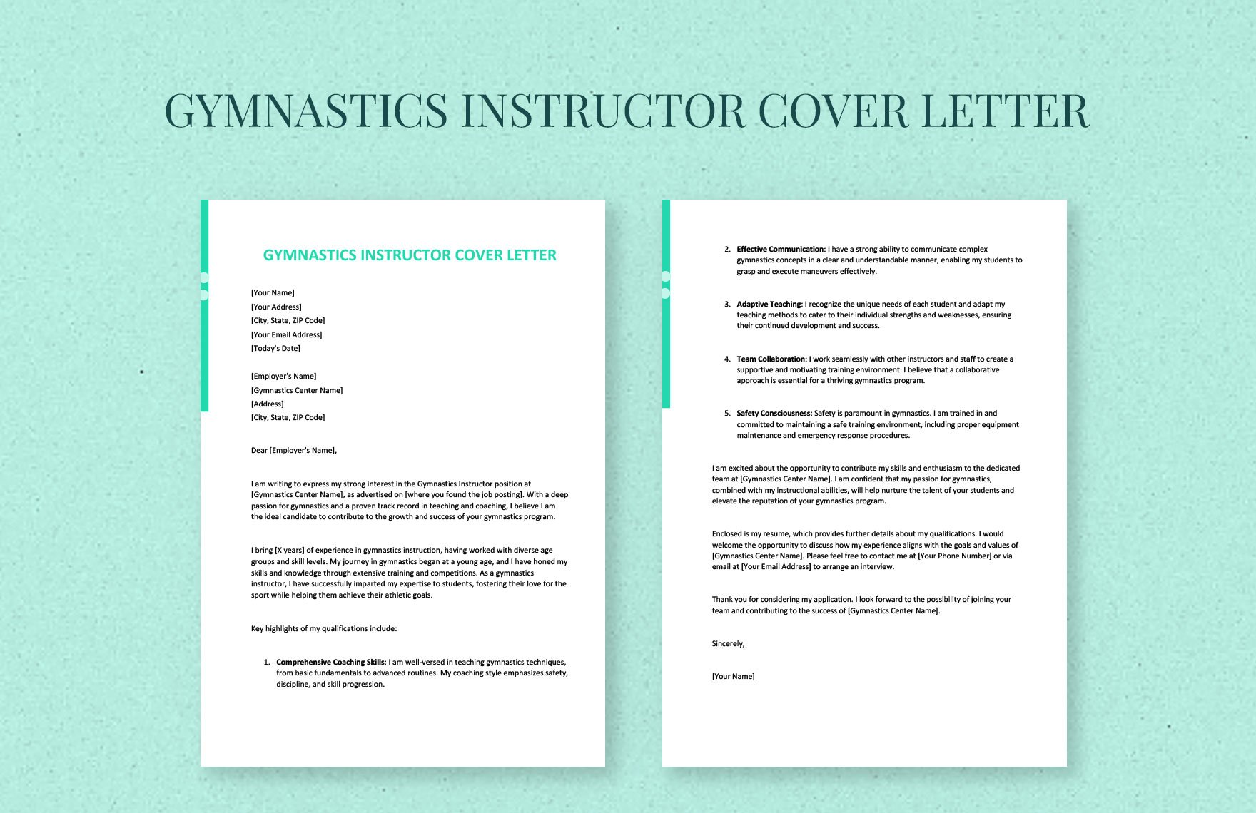 Gymnastics Instructor Cover Letter