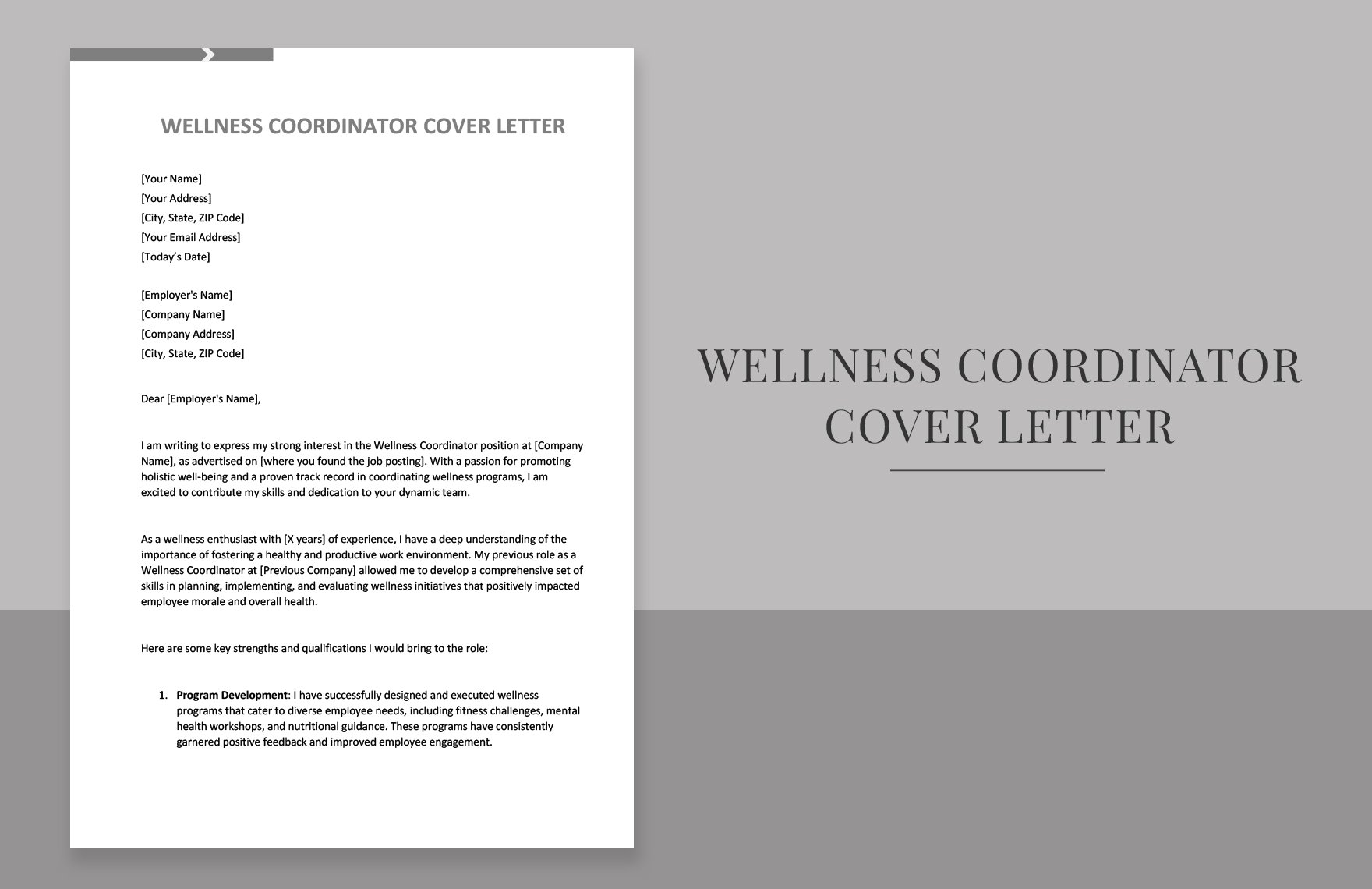 Wellness Coordinator Cover Letter in Word, Google Docs