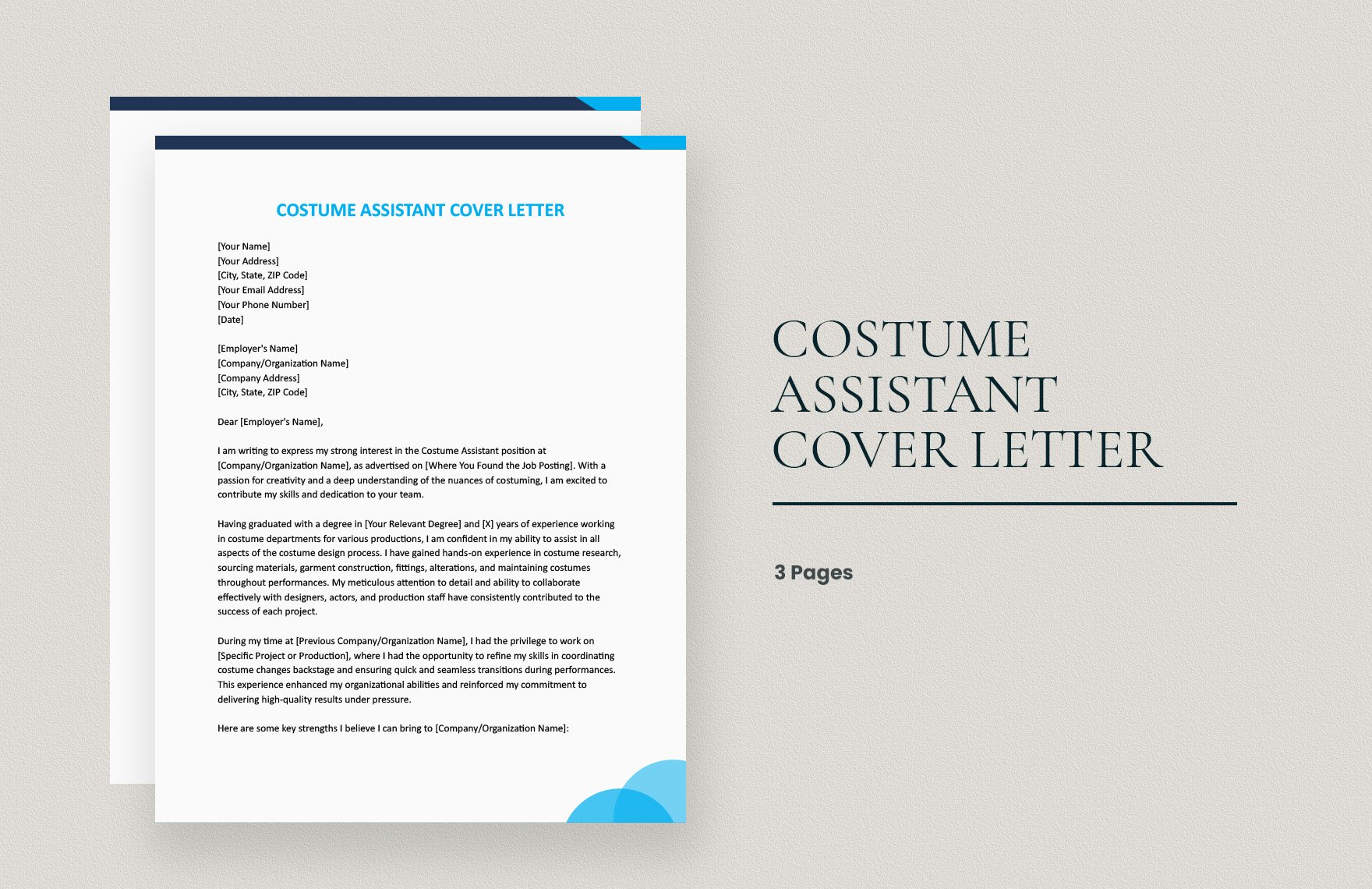 Costume Assistant Cover Letter