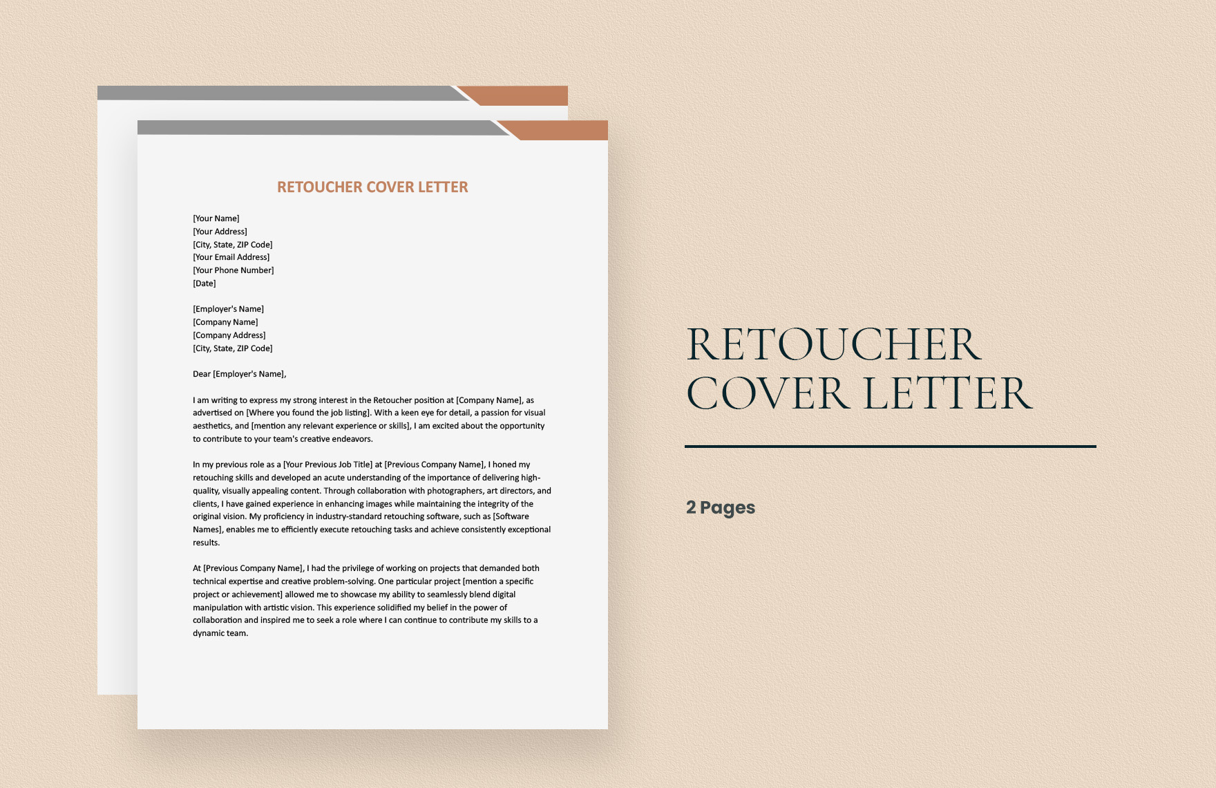 Retoucher Cover Letter in Word, Google Docs