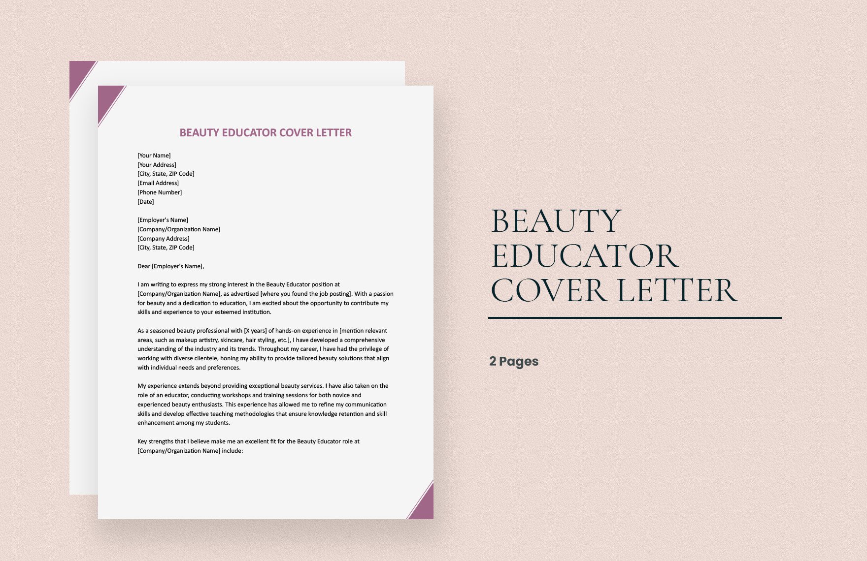 Beauty Educator Cover Letter