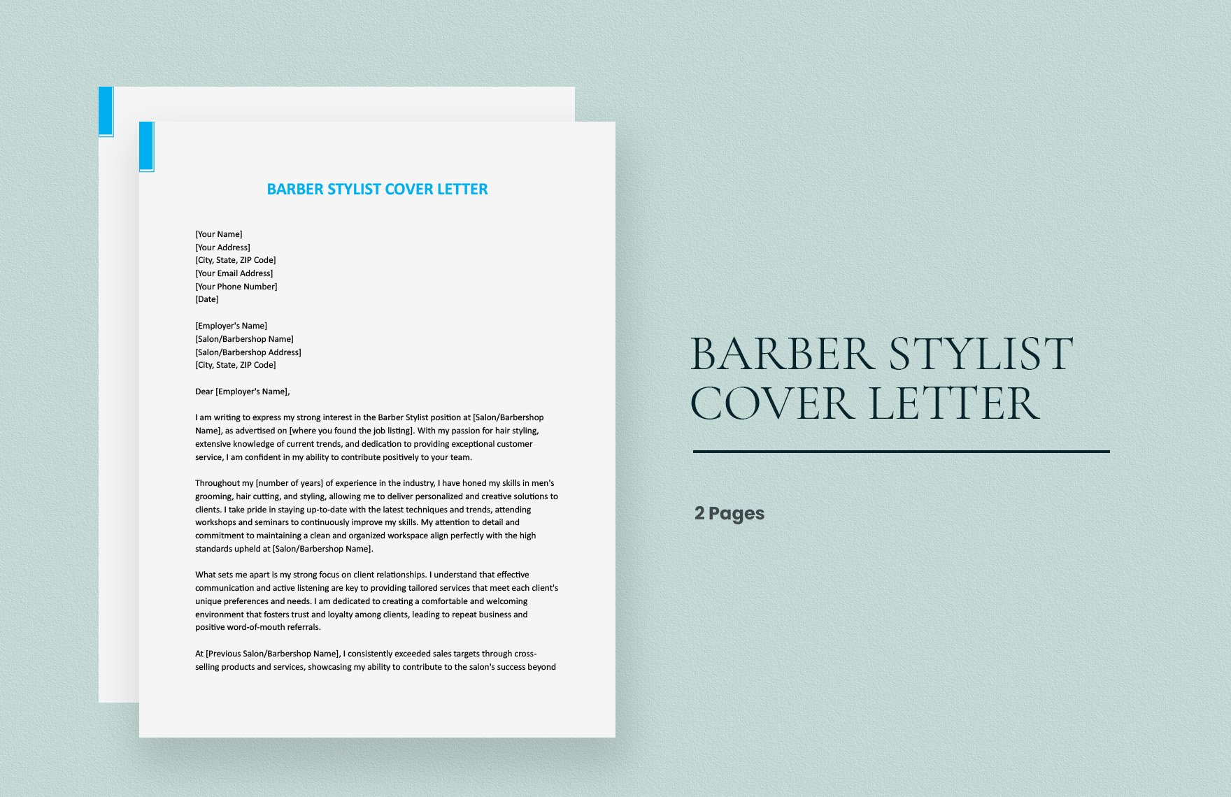 Barber Stylist Cover Letter in Word, Google Docs