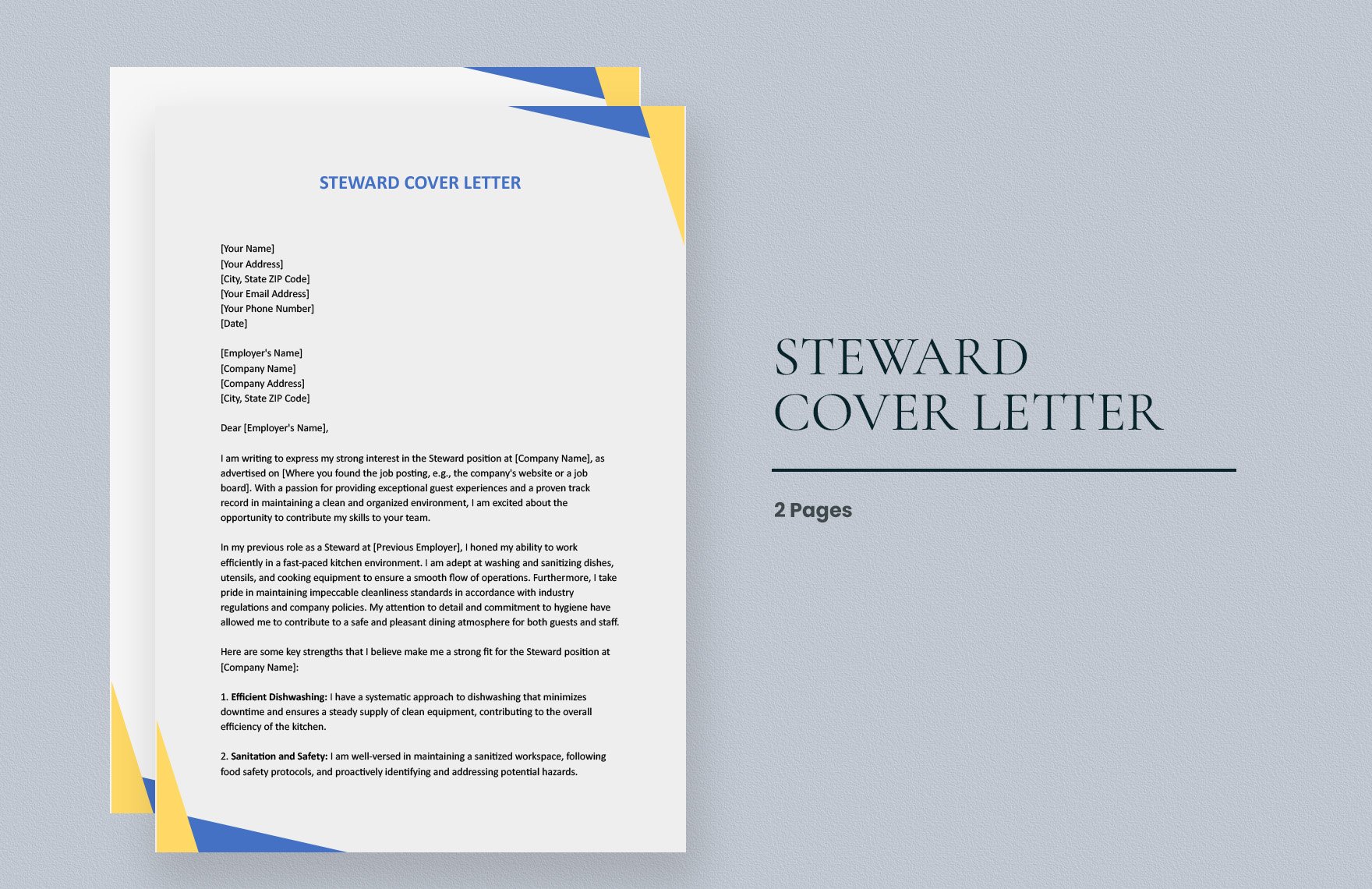 Steward Cover Letter in Word, Google Docs, Apple Pages