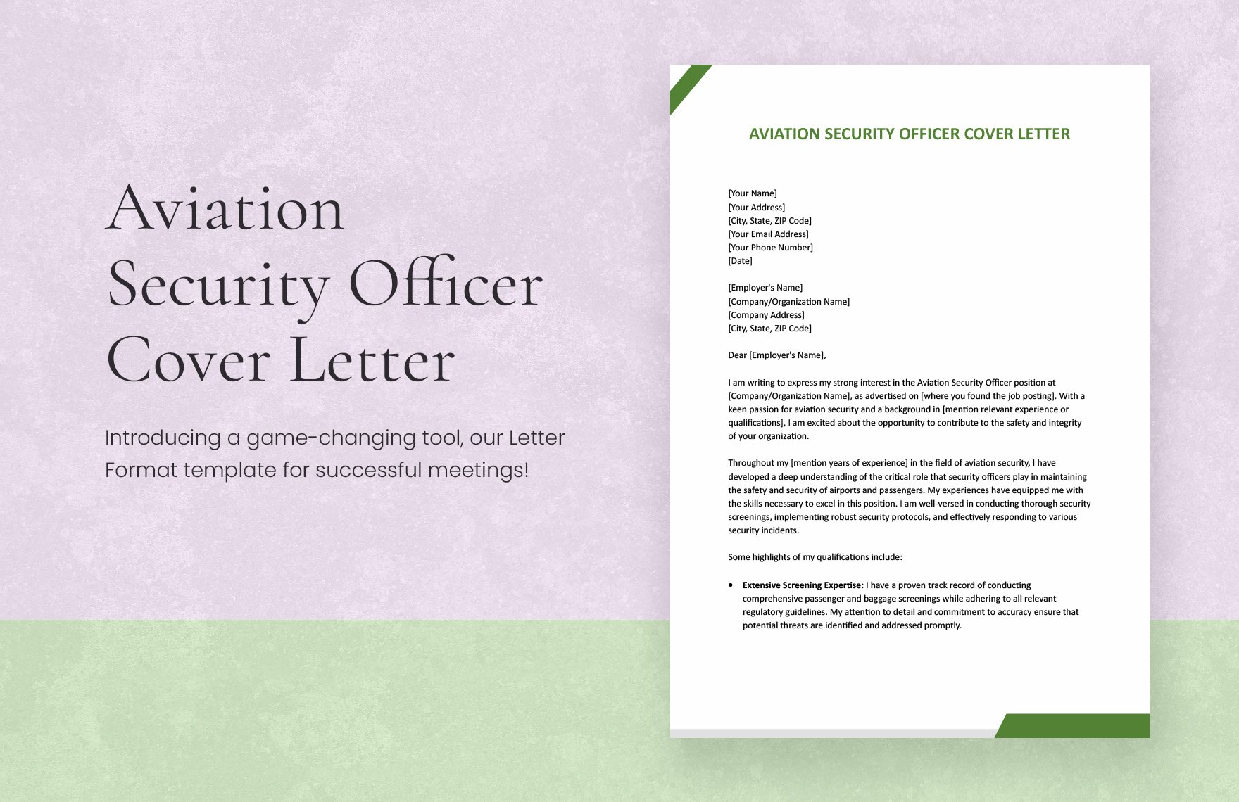 Aviation Security Officer Cover Letter