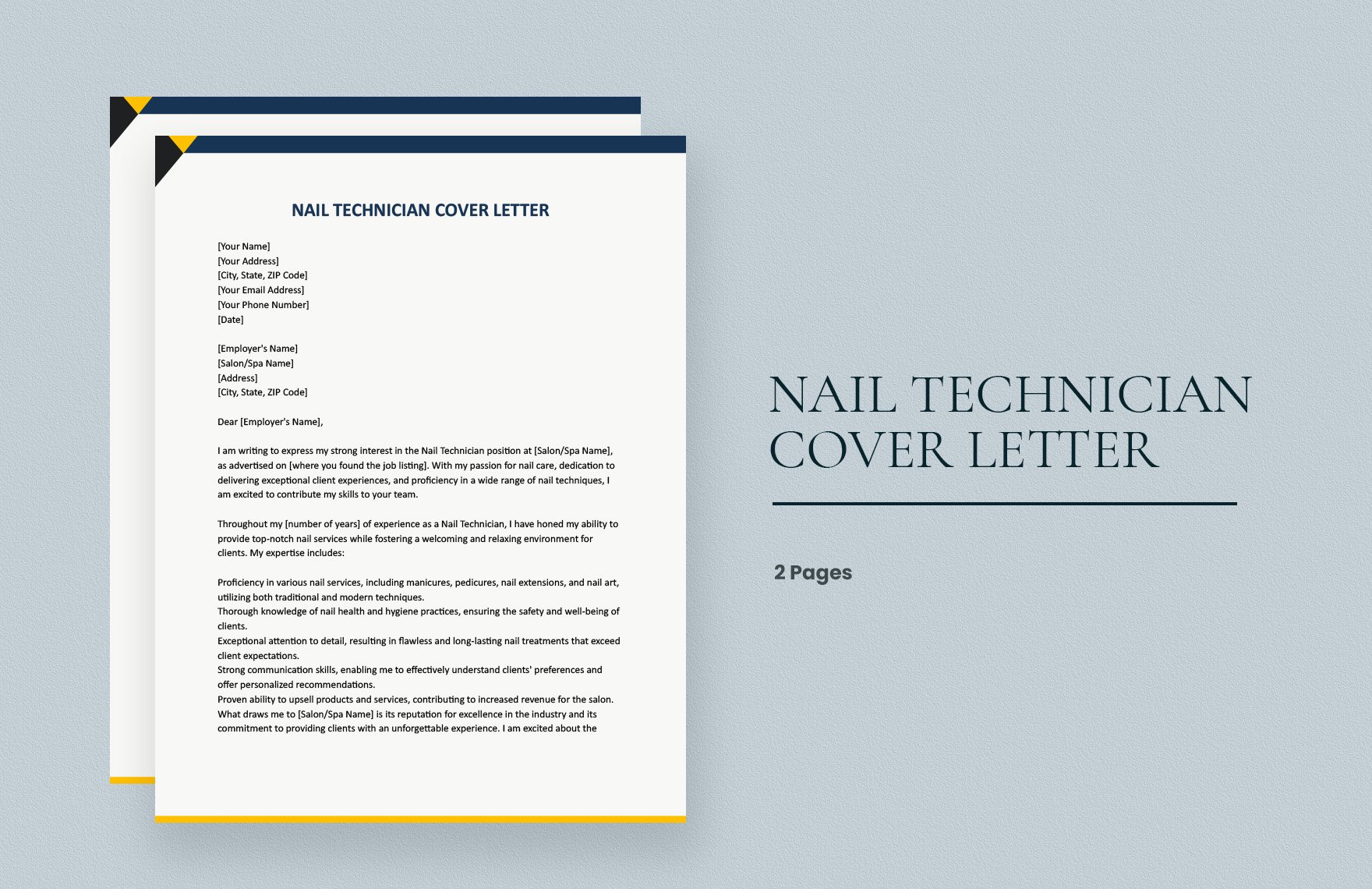 Nail Technician Cover Letter in Word, Google Docs