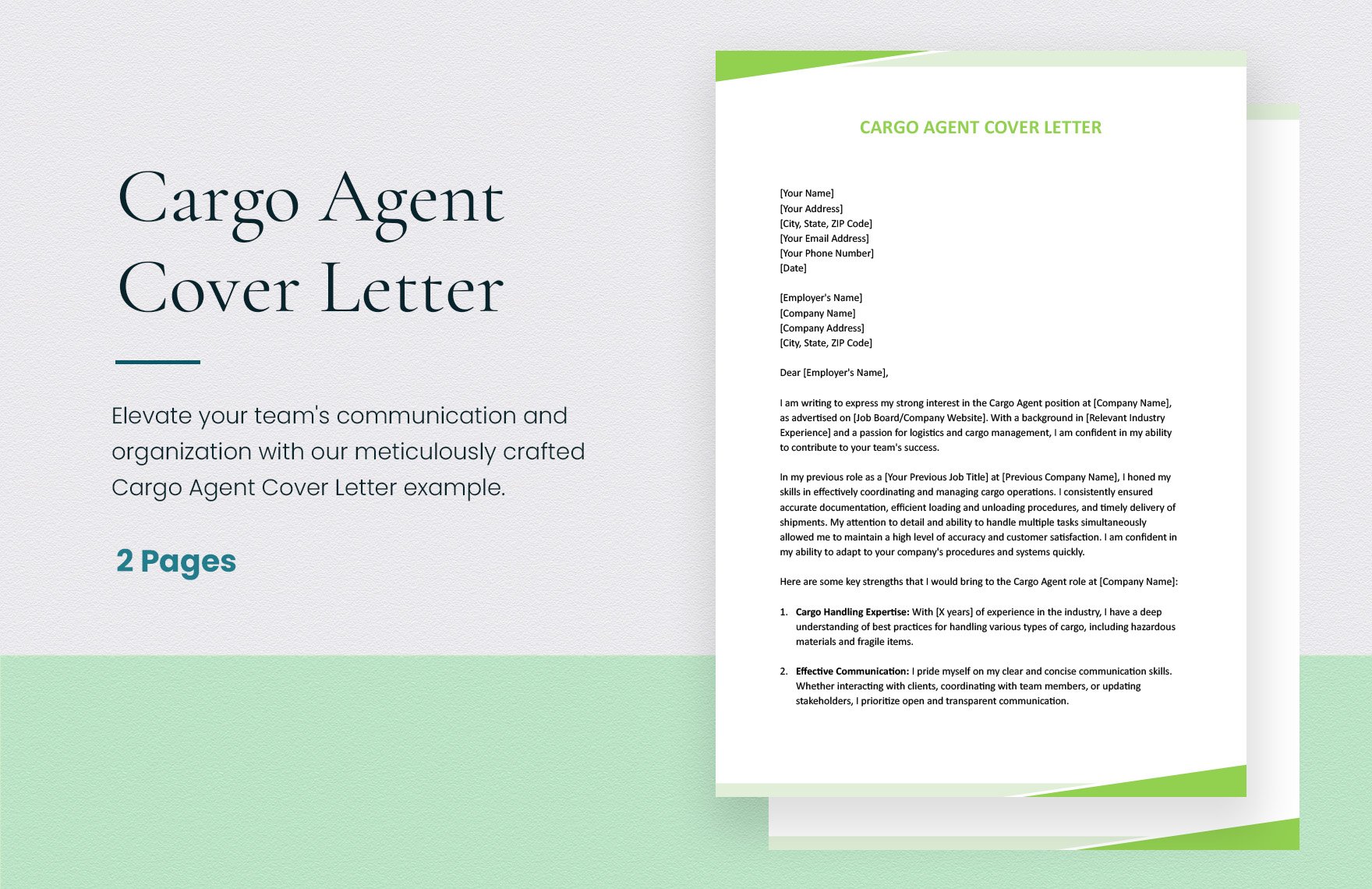 Cargo Agent Cover Letter in Word, Google Docs, Apple Pages