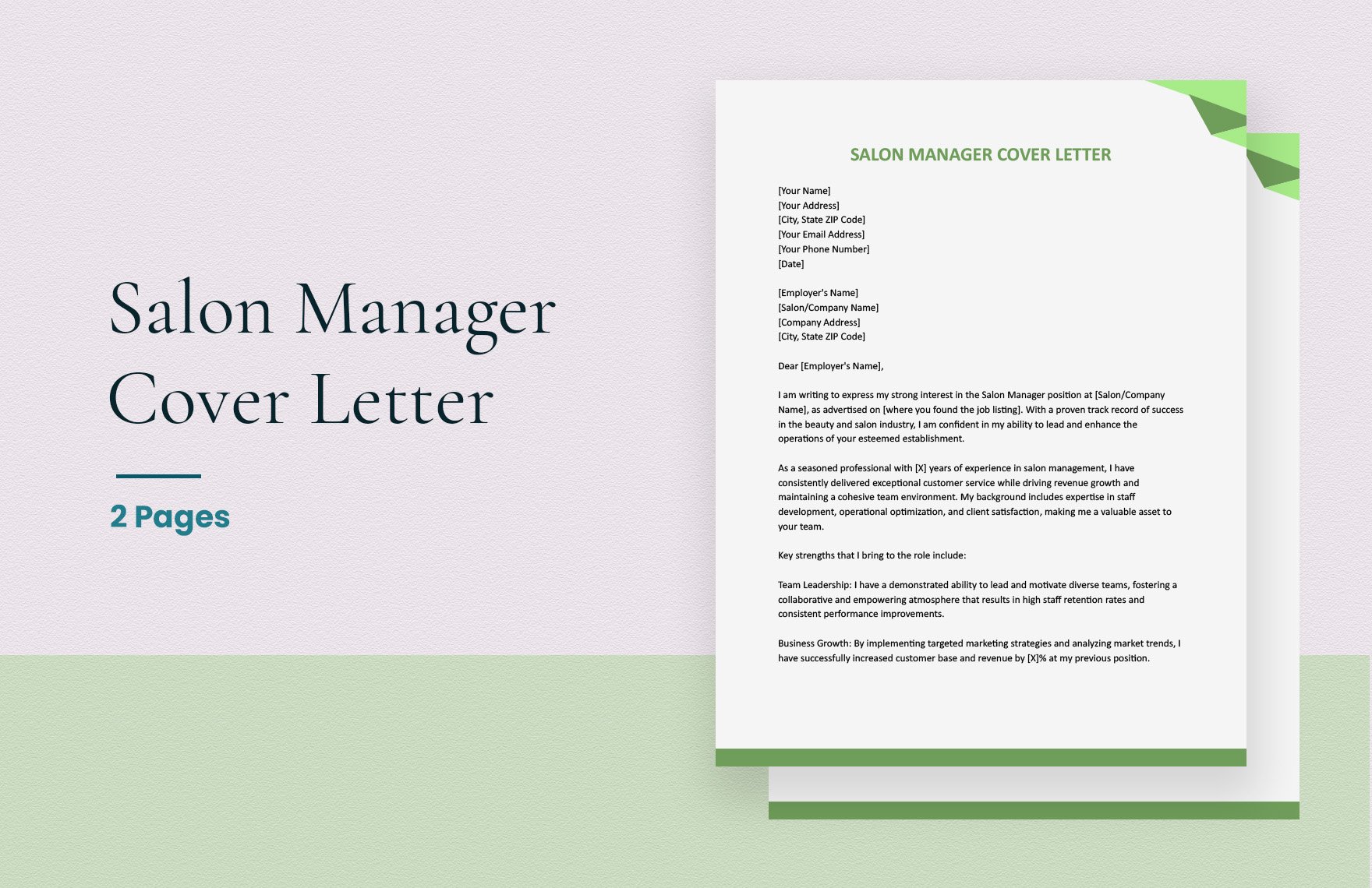 Free Salon Manager Cover Letter