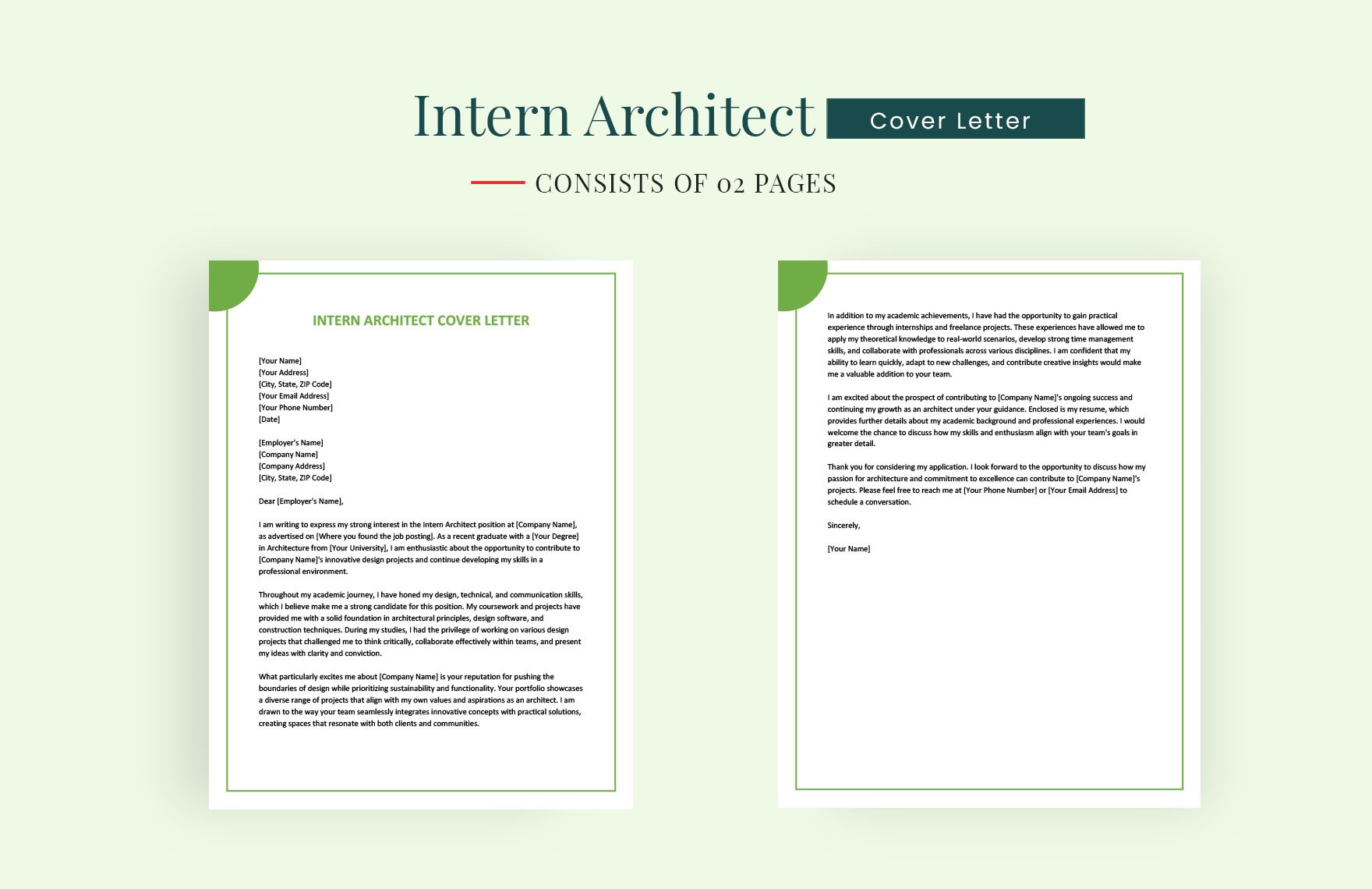 Intern Architect Cover Letter