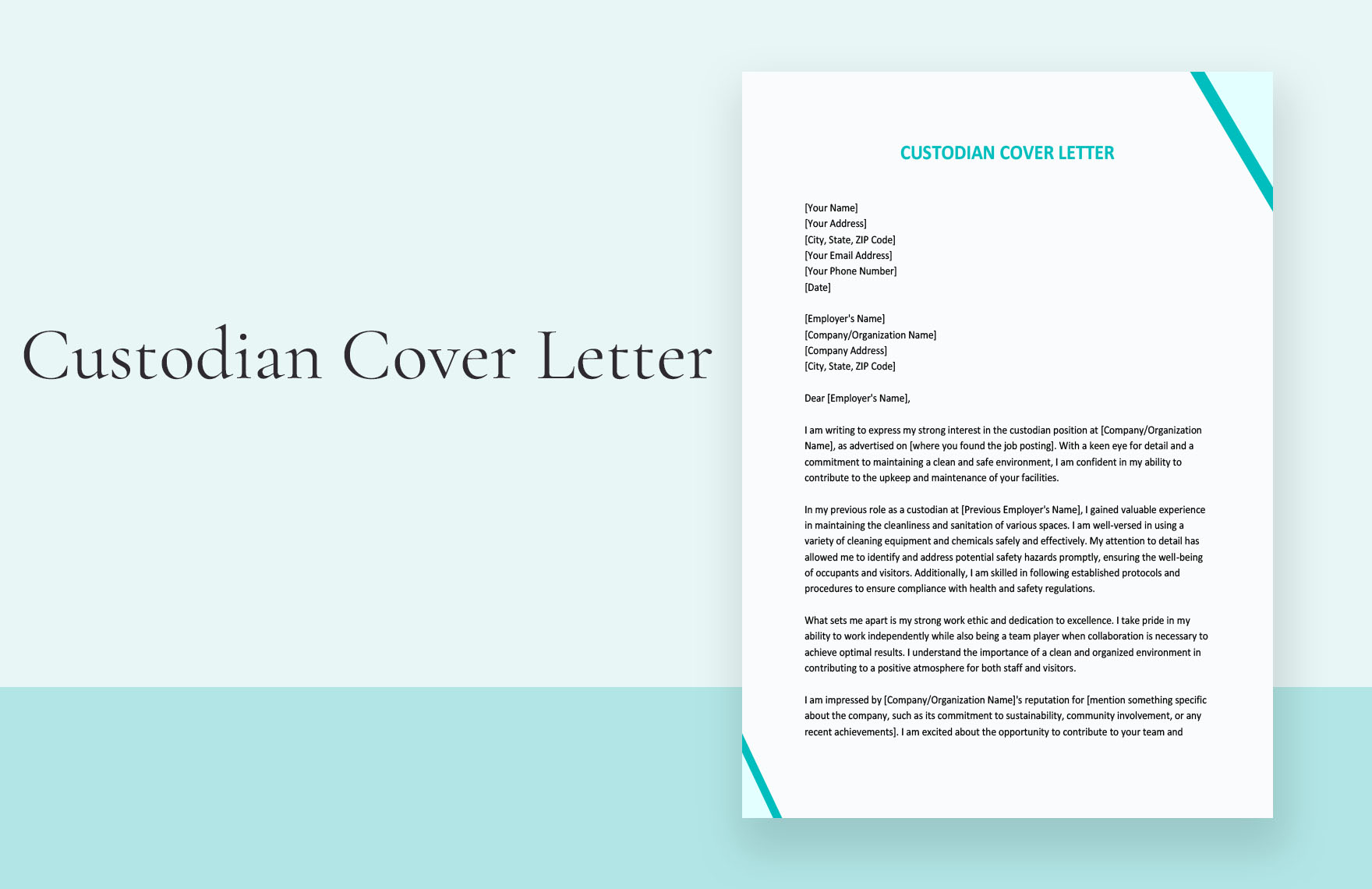 Custodian Cover Letter in Word, Google Docs