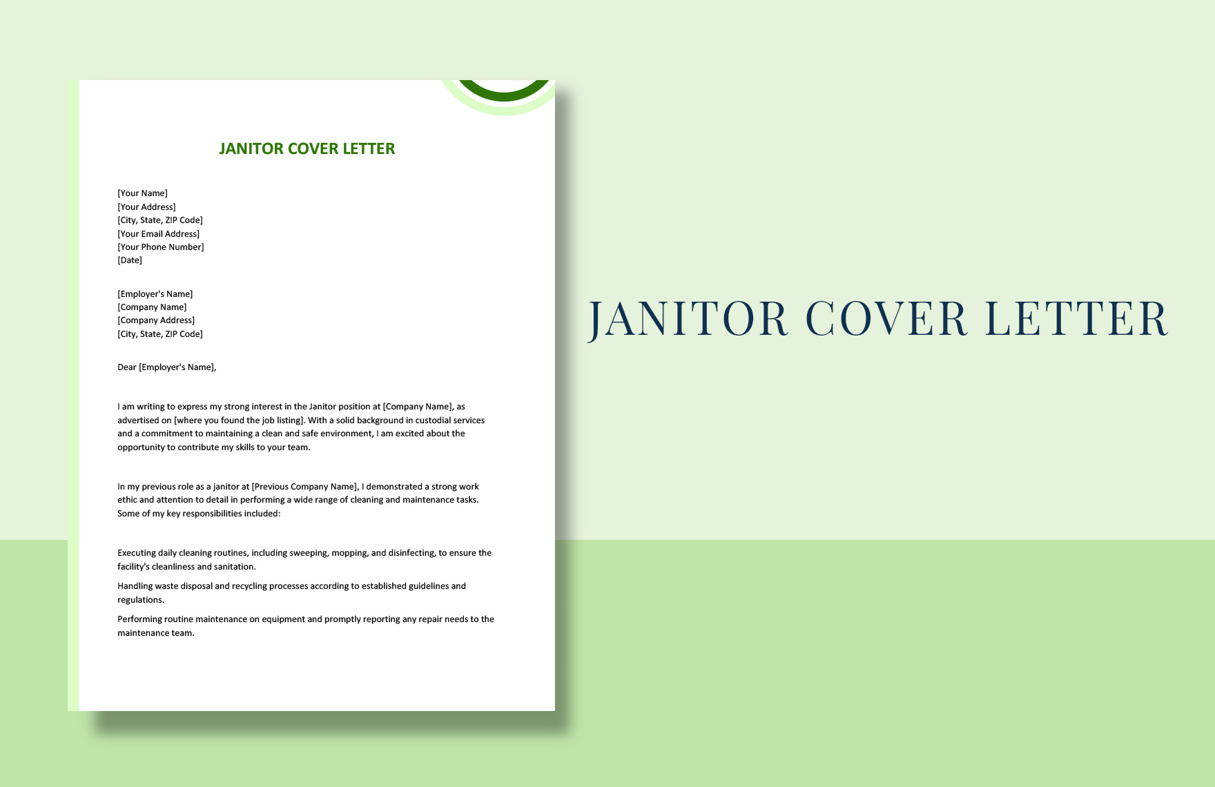 Janitor Cover Letter in Word, Google Docs