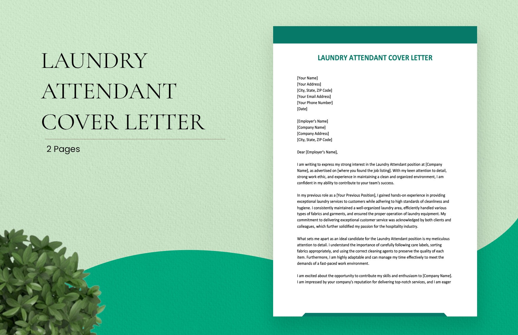Laundry Attendant Cover Letter in Word, Google Docs