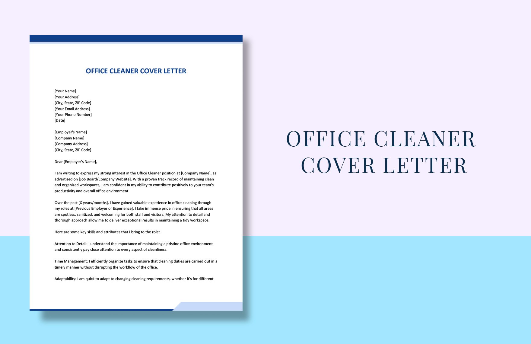 Office Cleaner Cover Letter in Word, Google Docs