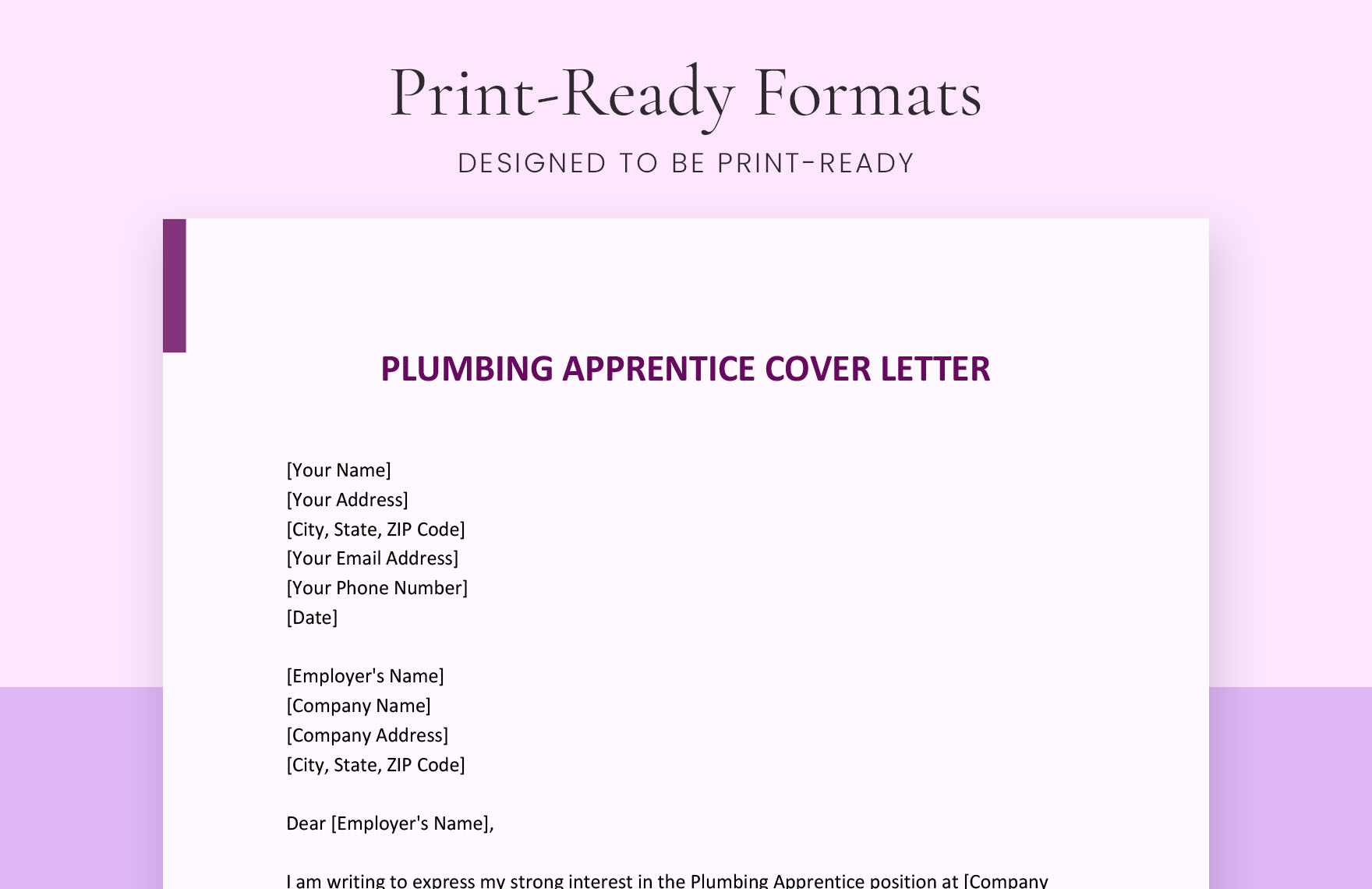 Plumbing Apprentice Cover Letter