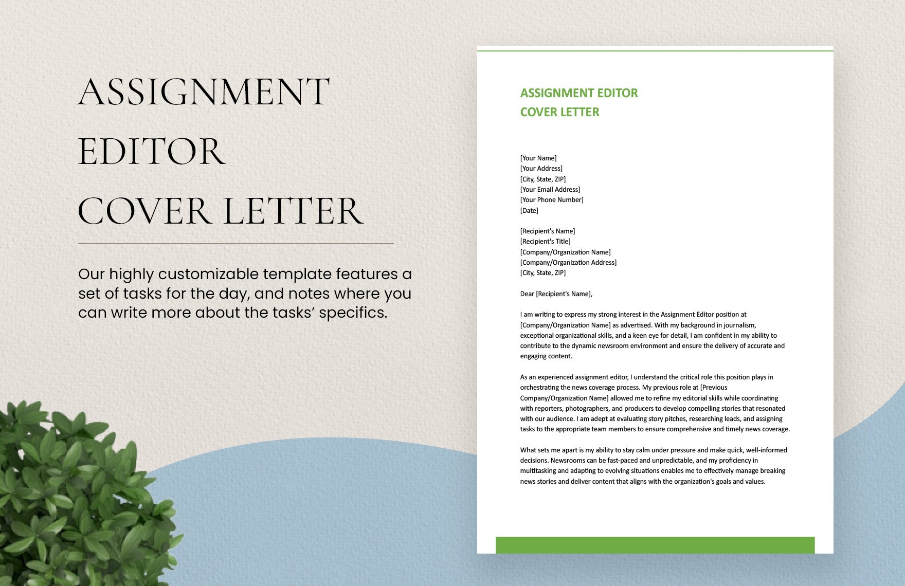 Assignment Editor Cover Letter