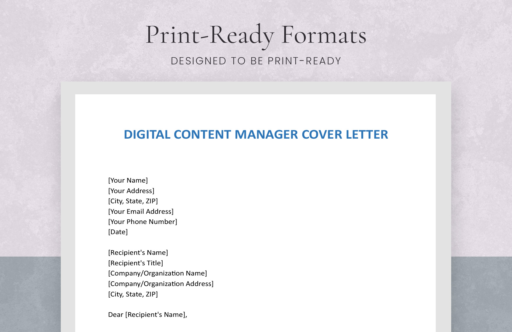 Digital Content Manager Cover Letter