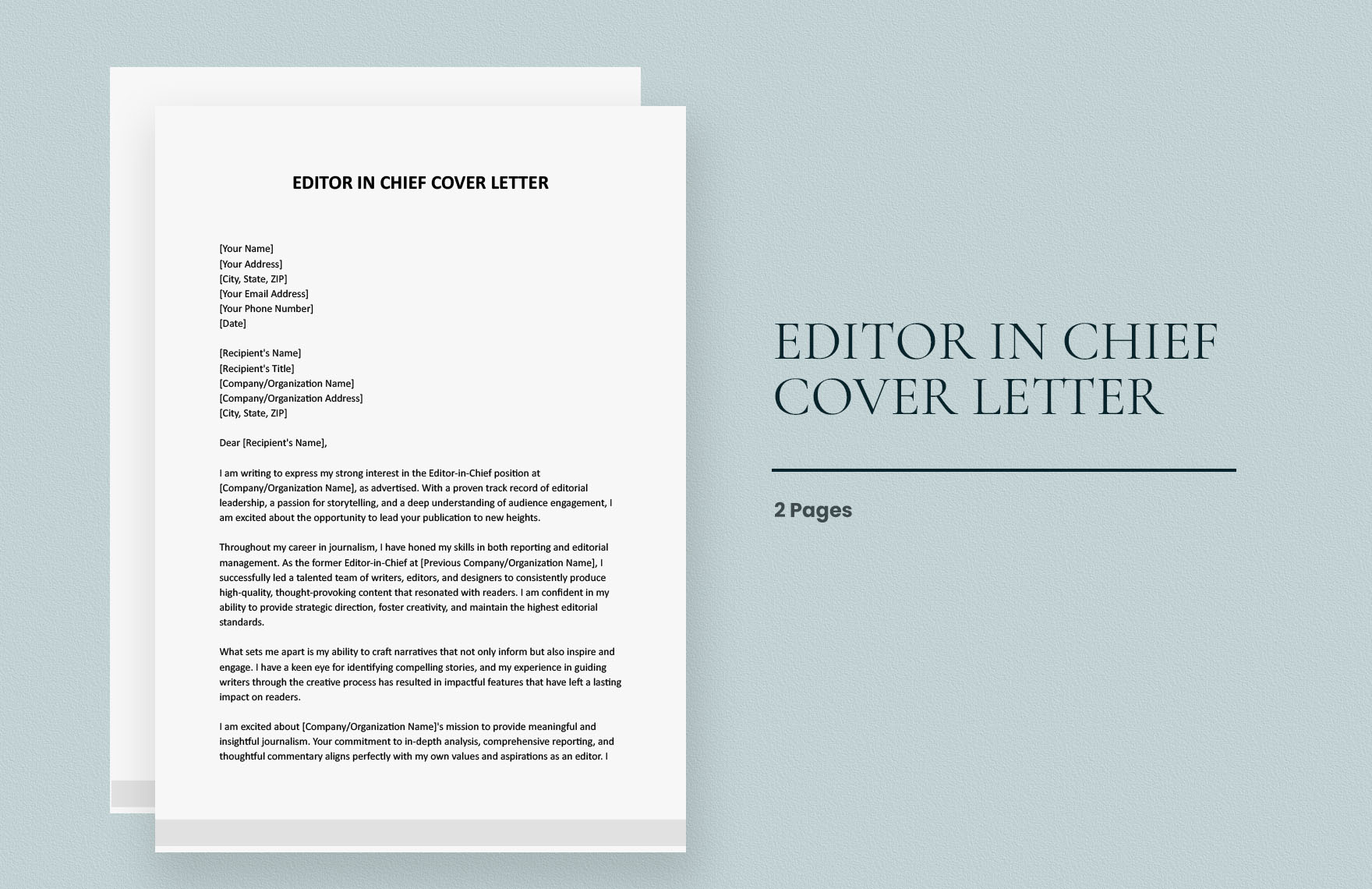 Editor In Chief Cover Letter