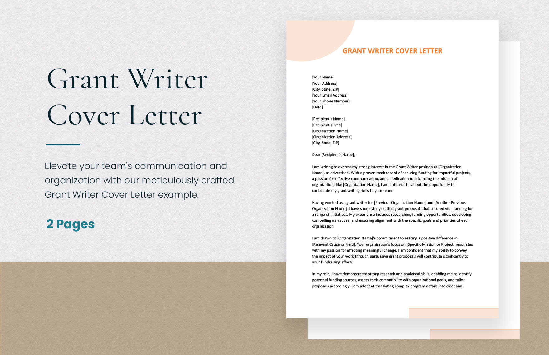 Grant Writer Cover Letter in Word, Google Docs, Apple Pages