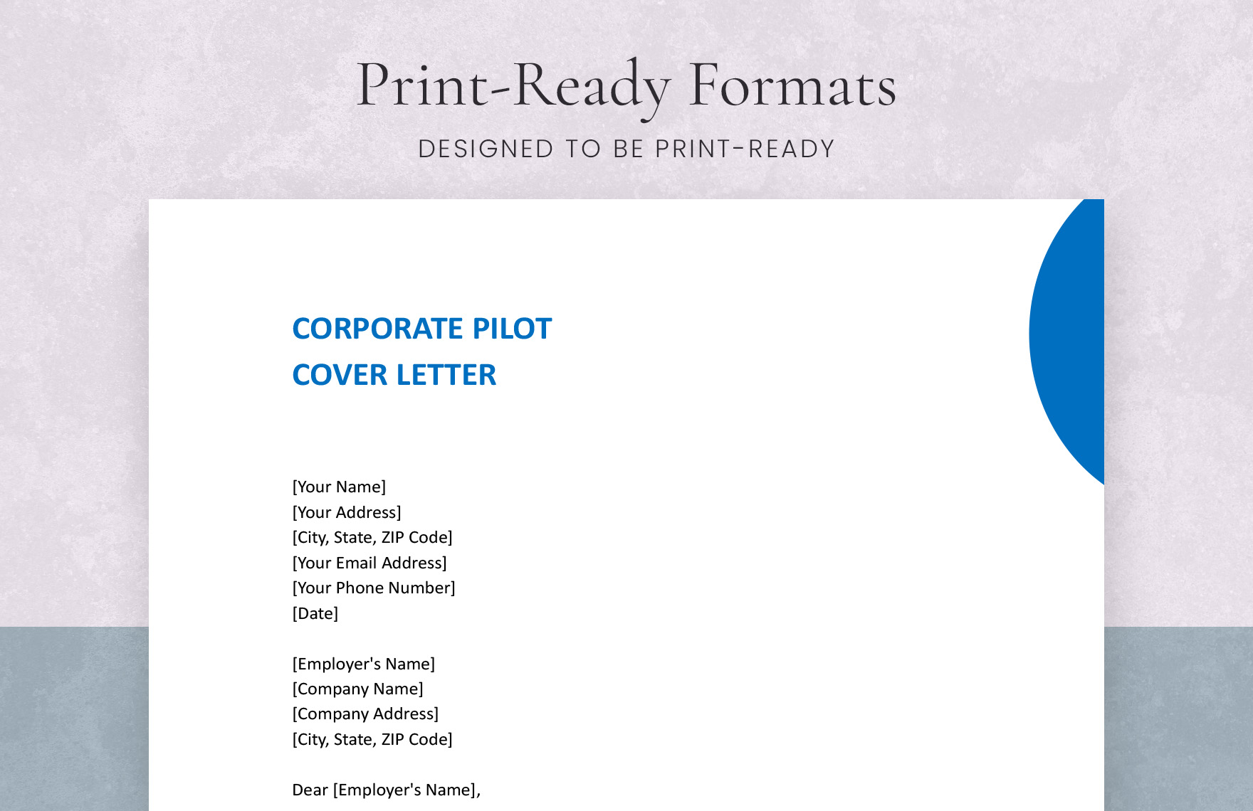 Corporate Pilot Cover Letter