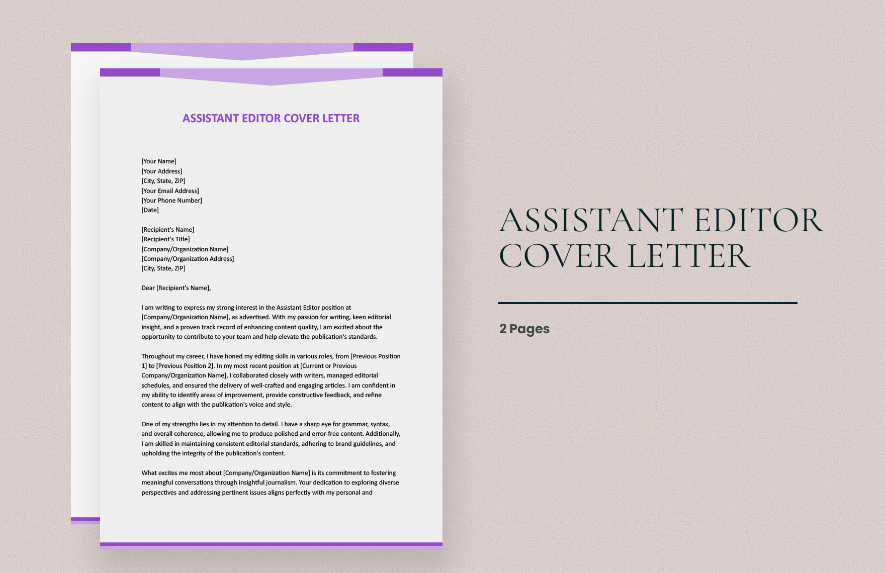 Assistant Editor Cover Letter