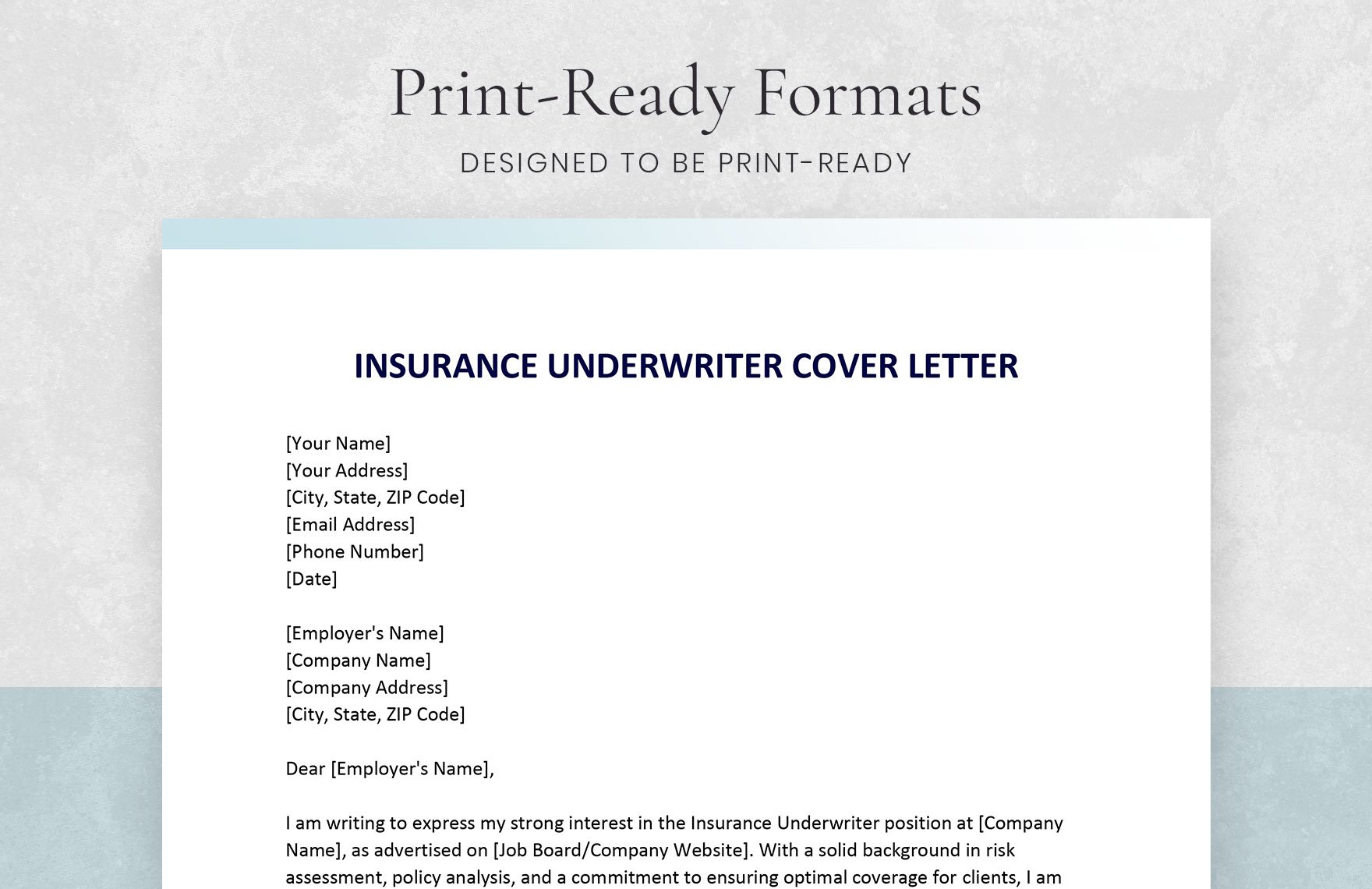 Insurance Underwriter Cover Letter