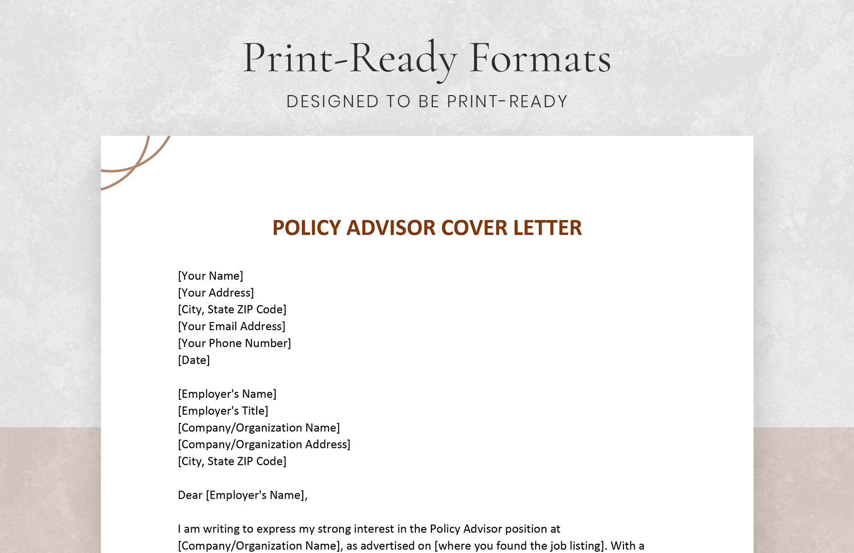 Policy Advisor Cover Letter