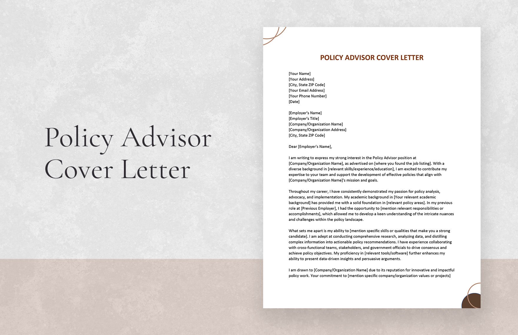 Policy Advisor Cover Letter