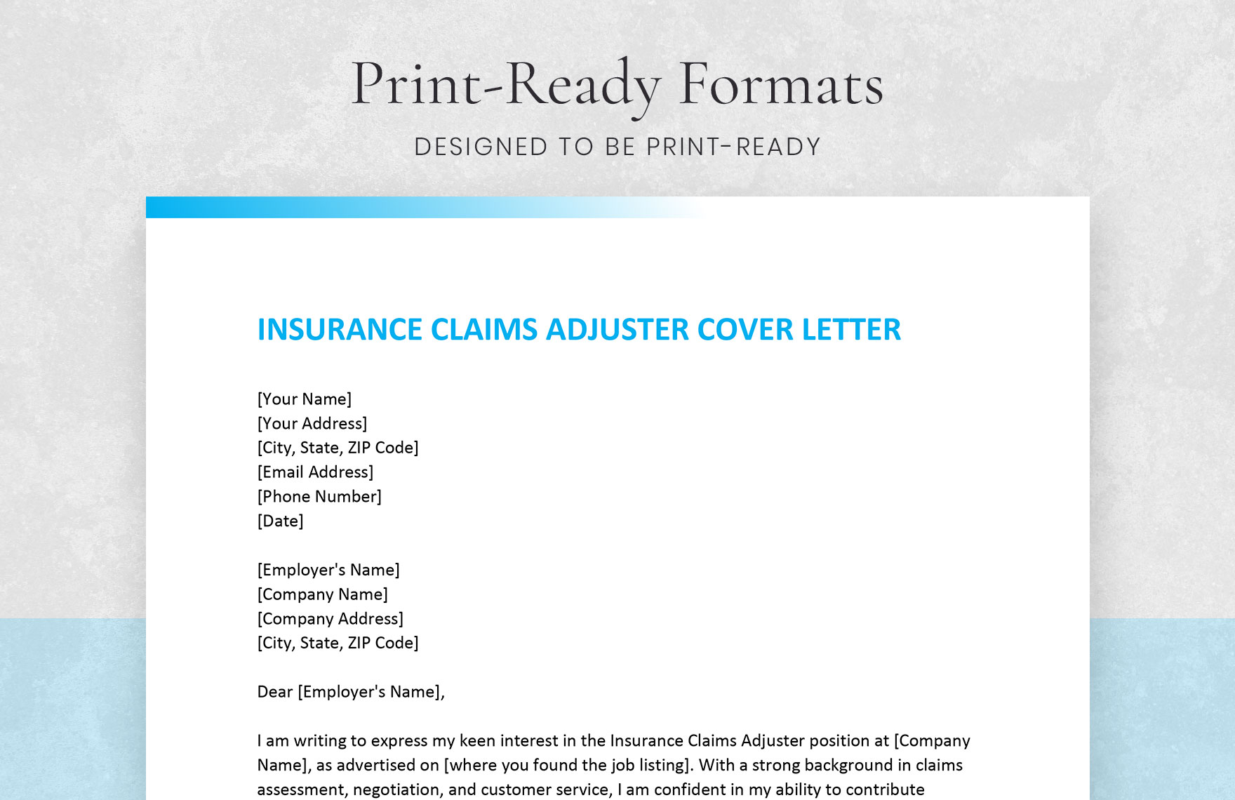 Insurance Claims Adjuster Cover Letter
