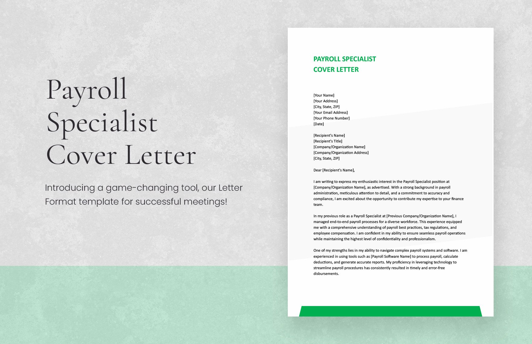 Payroll Specialist Cover Letter in Word, Google Docs, Apple Pages