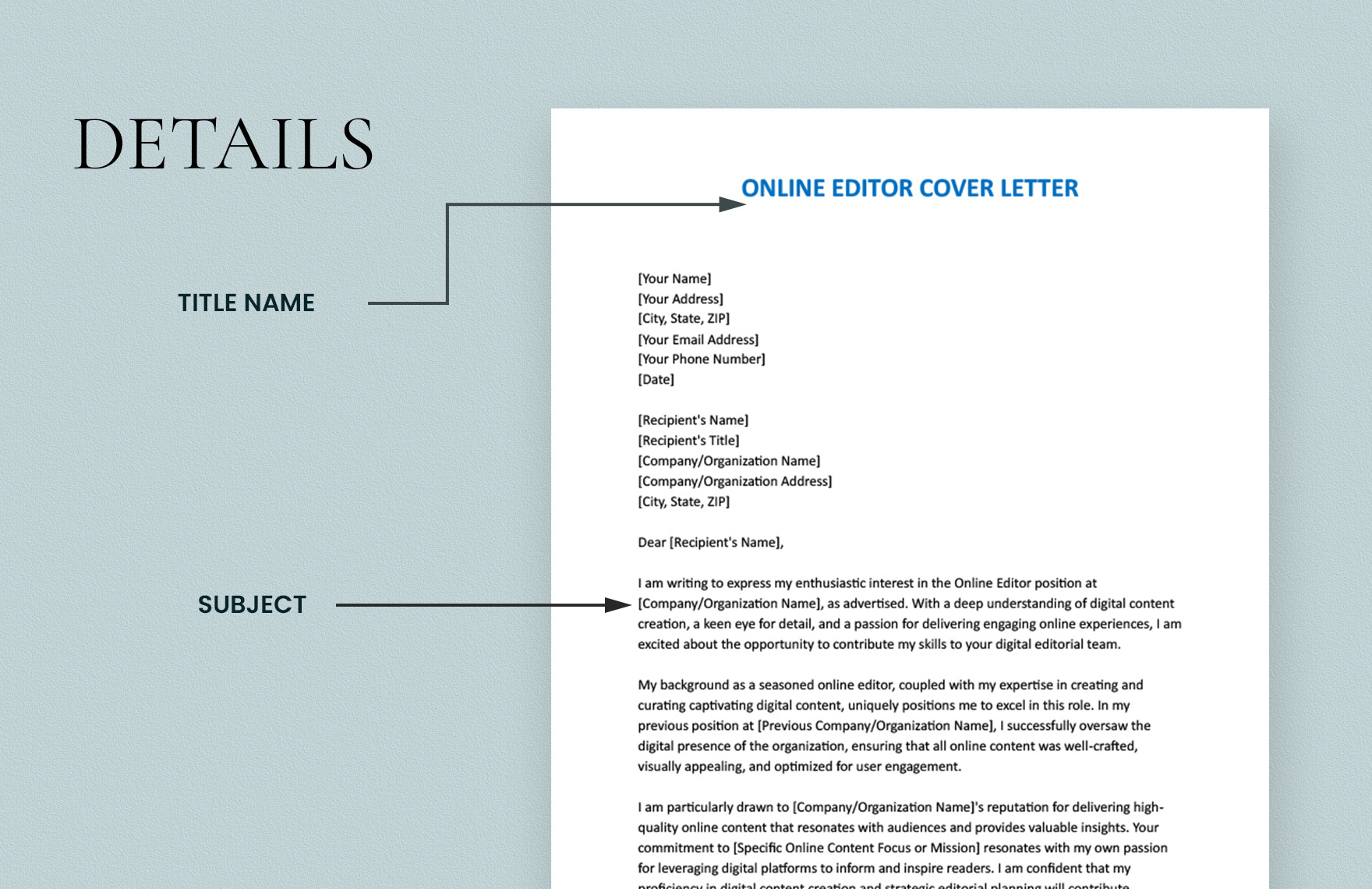 Online Editor Cover Letter