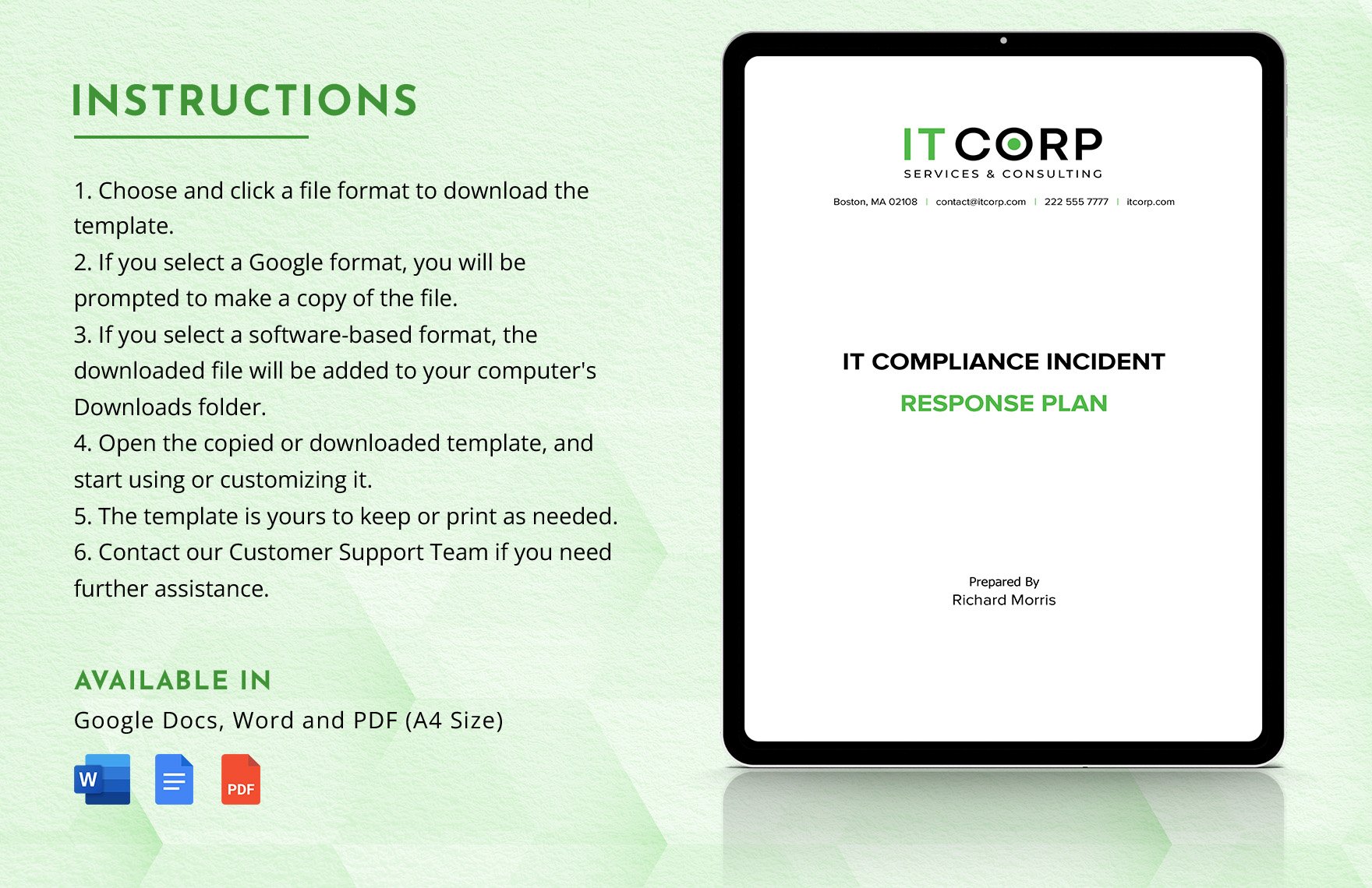 IT Compliance Incident Response Plan Template