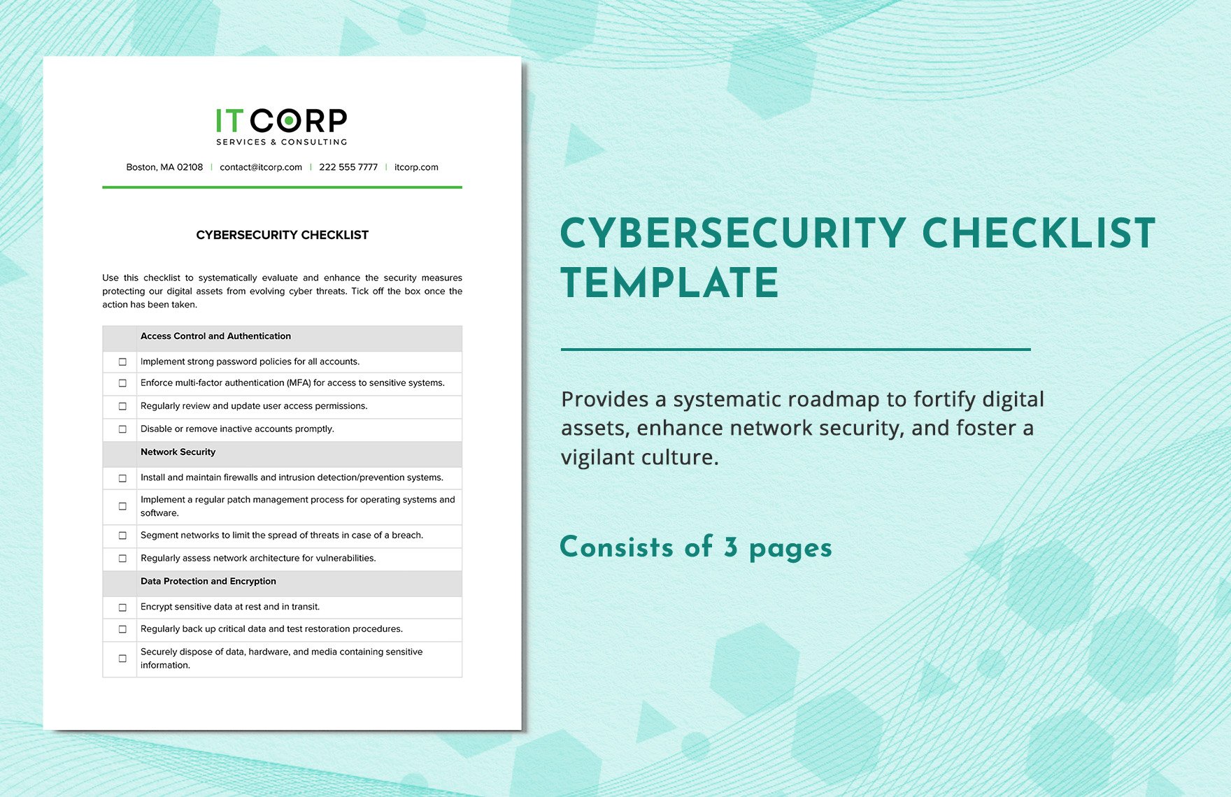 Cybersecurity Checklist Template in Word, Google Docs, PDF