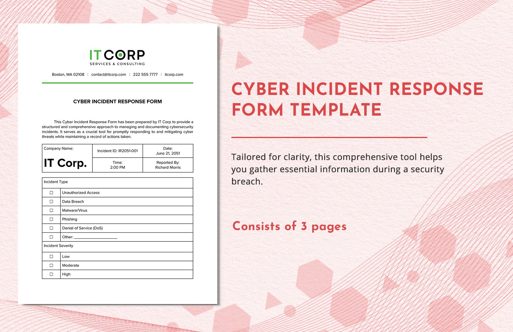 Cyber Incident Response Form Template in Word, Google Docs, PDF