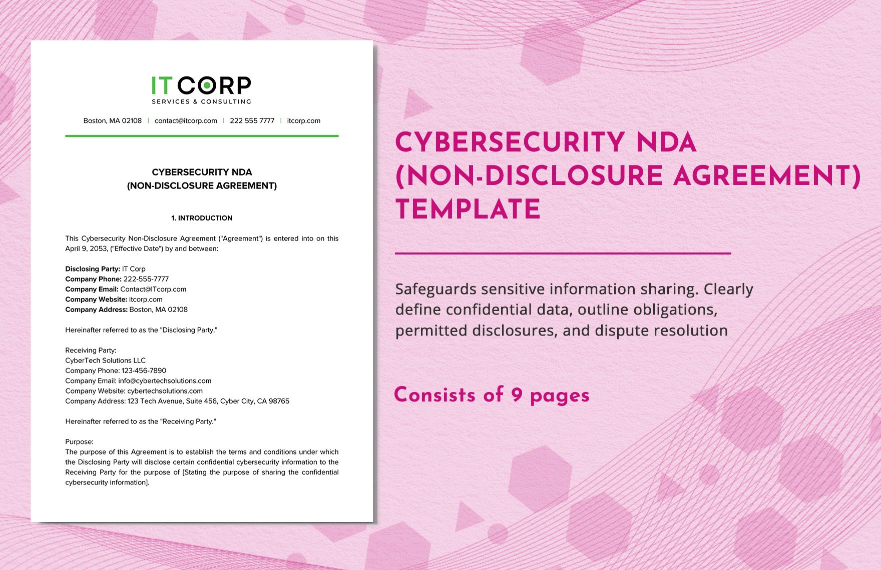 Cybersecurity NDA (Non-Disclosure Agreement) Template