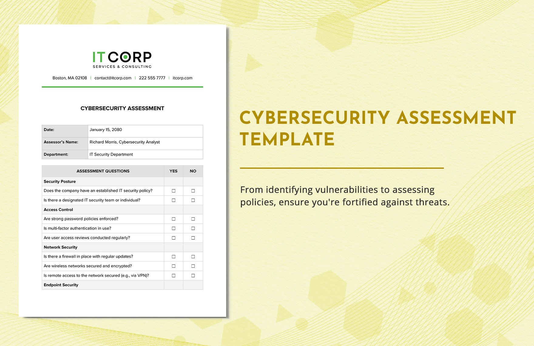 Cybersecurity Assessment Template in Word, Google Docs, PDF