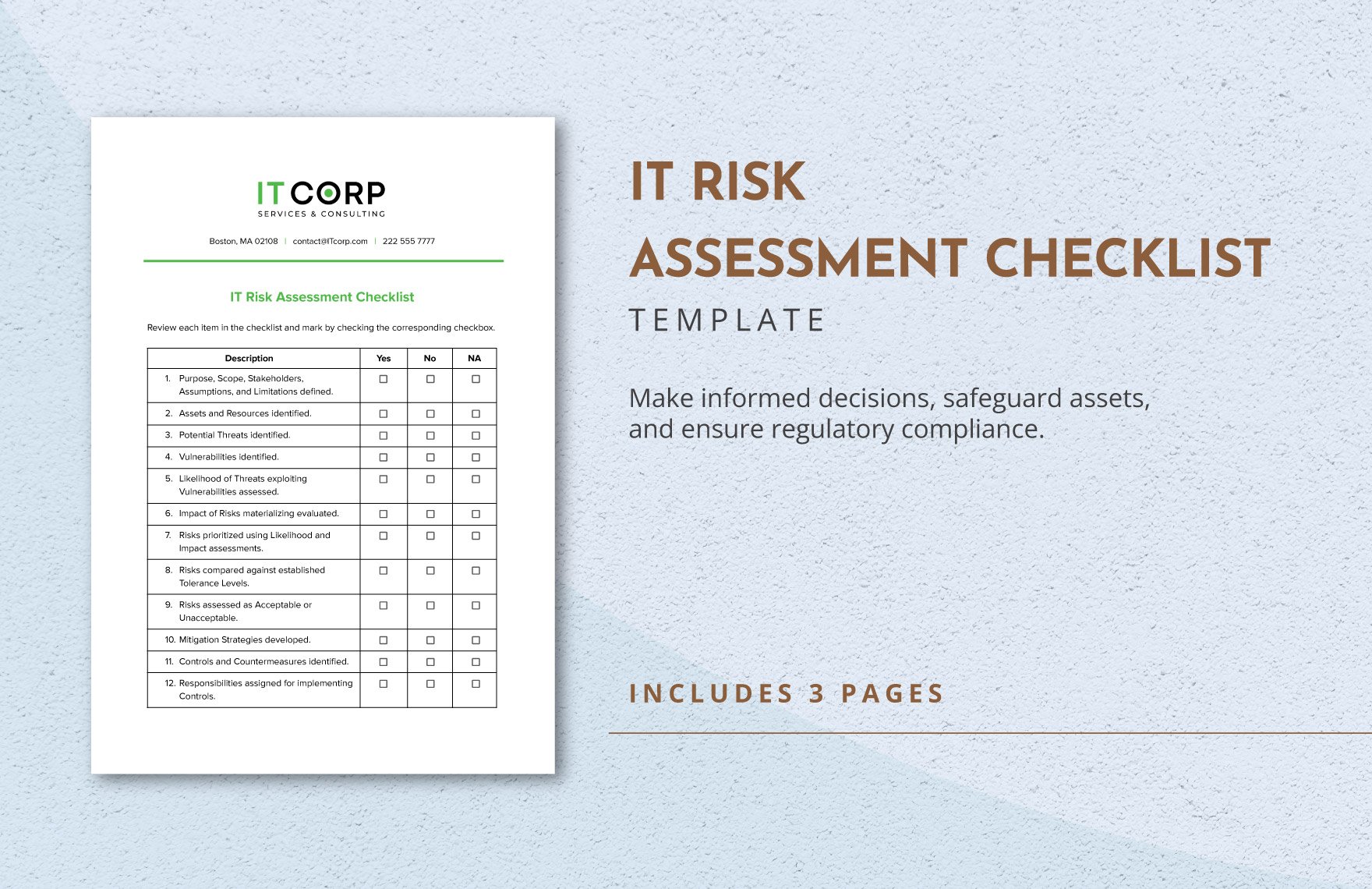 IT Risk Assessment Checklist Template in Word, Google Docs, PDF