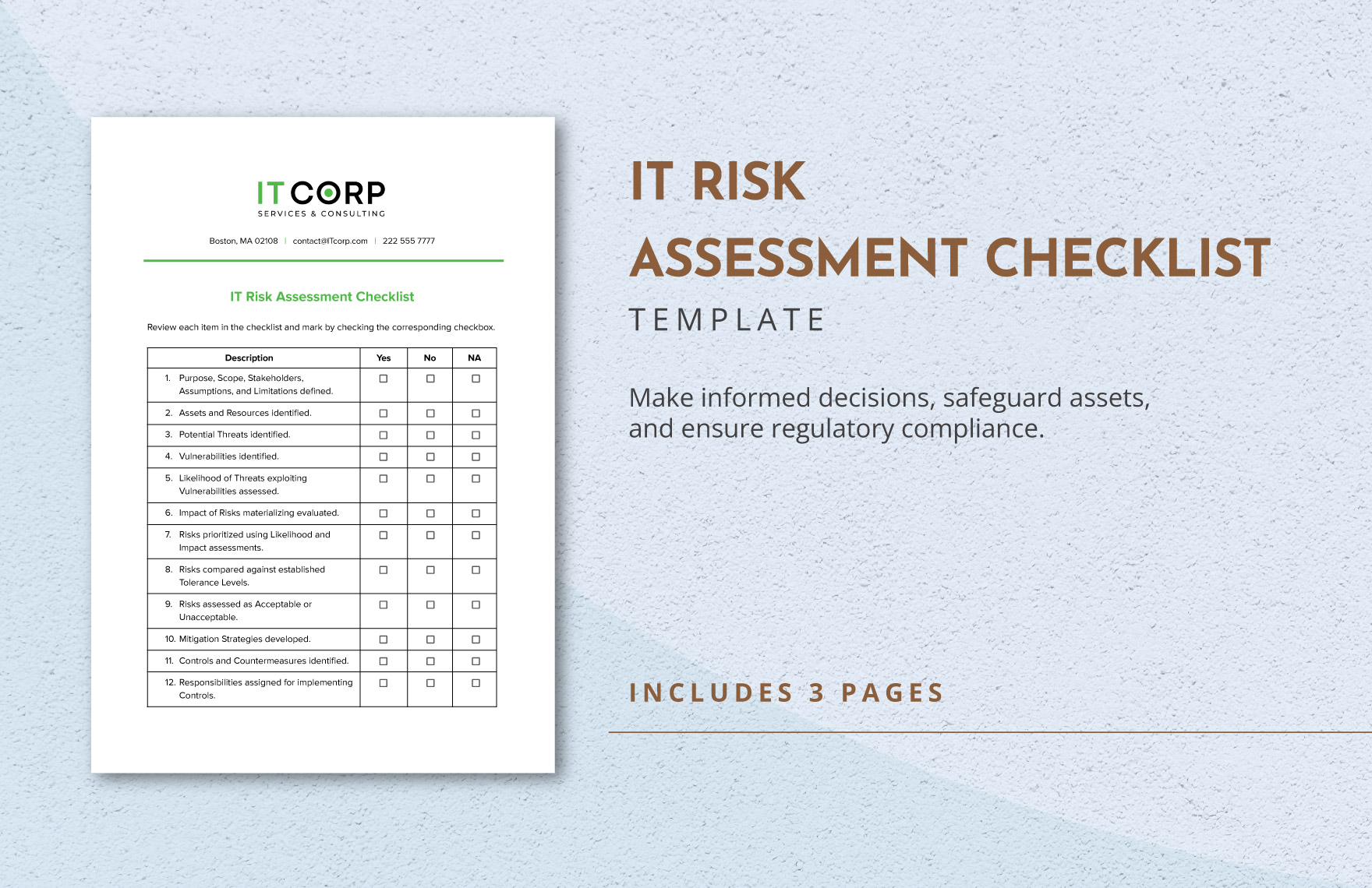 IT Risk Assessment Checklist Template