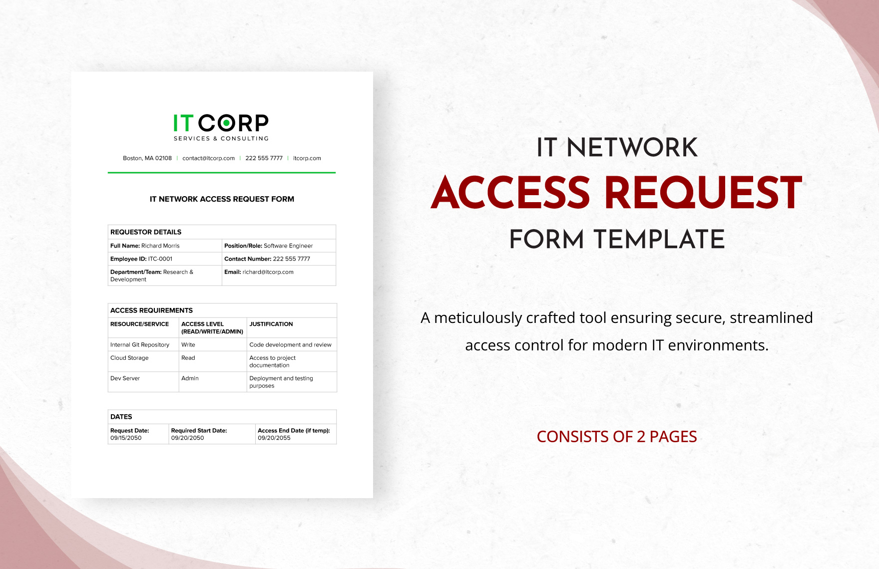 IT User Access Review Form Template In Word PDF Google Docs 