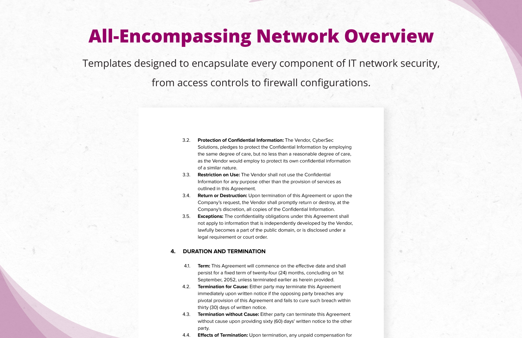 IT Network Security Vendor Agreement Template