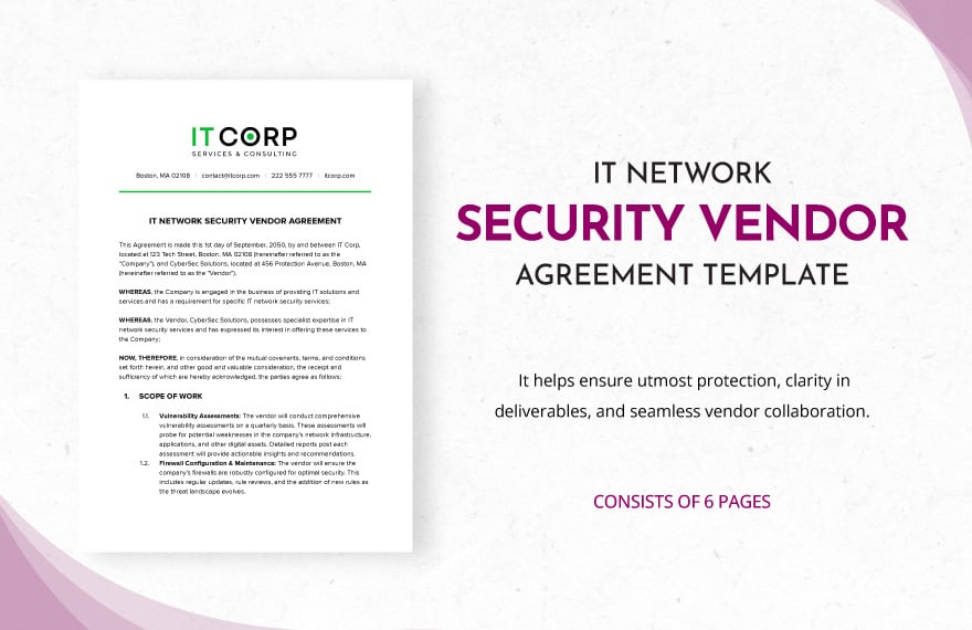 IT Network Security Vendor Agreement Template