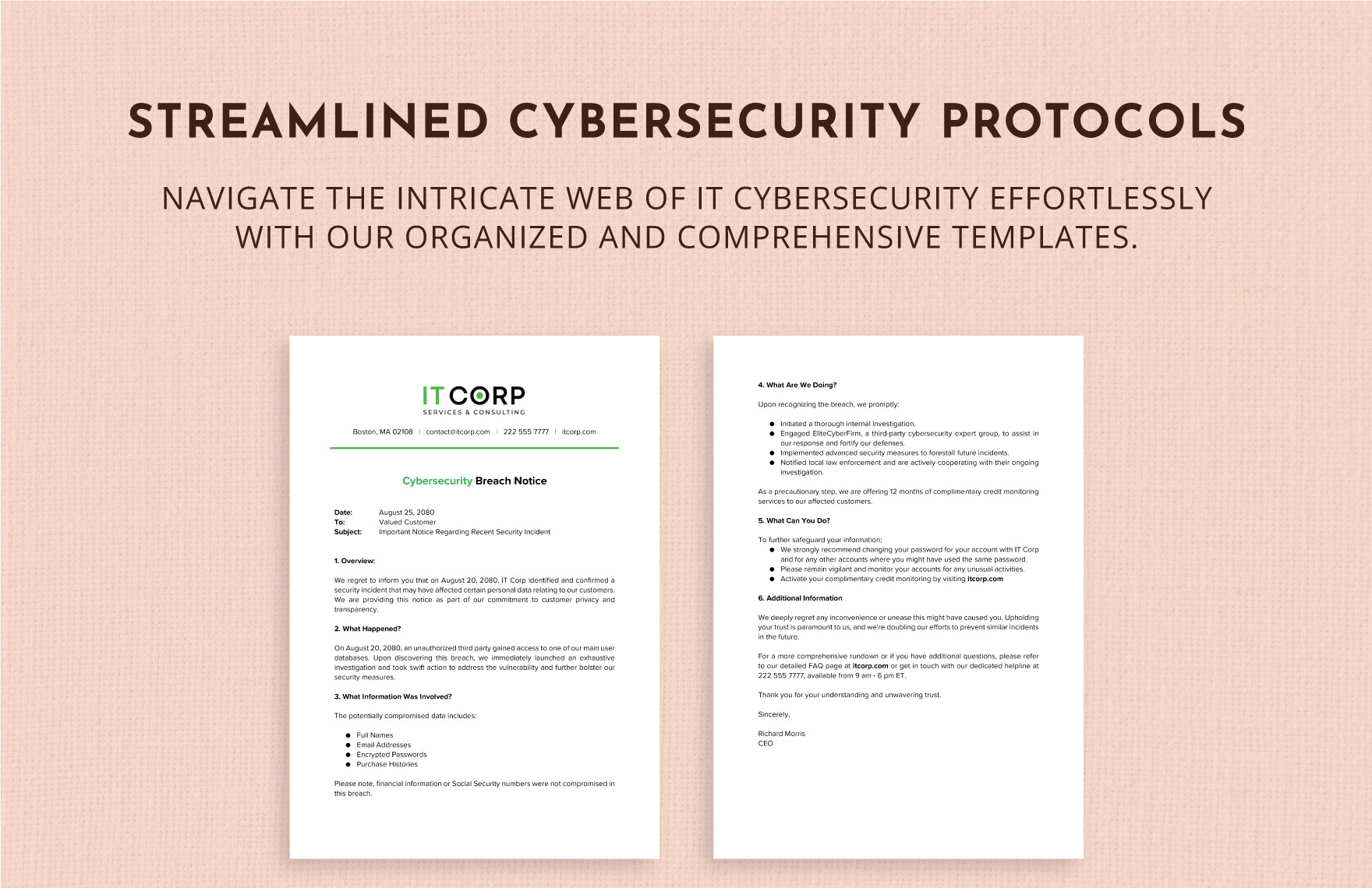 Cybersecurity Breach Notice Template