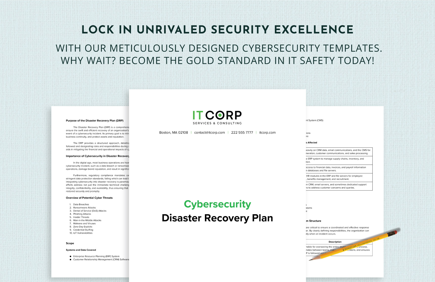 Cybersecurity Disaster Recovery Plan Template