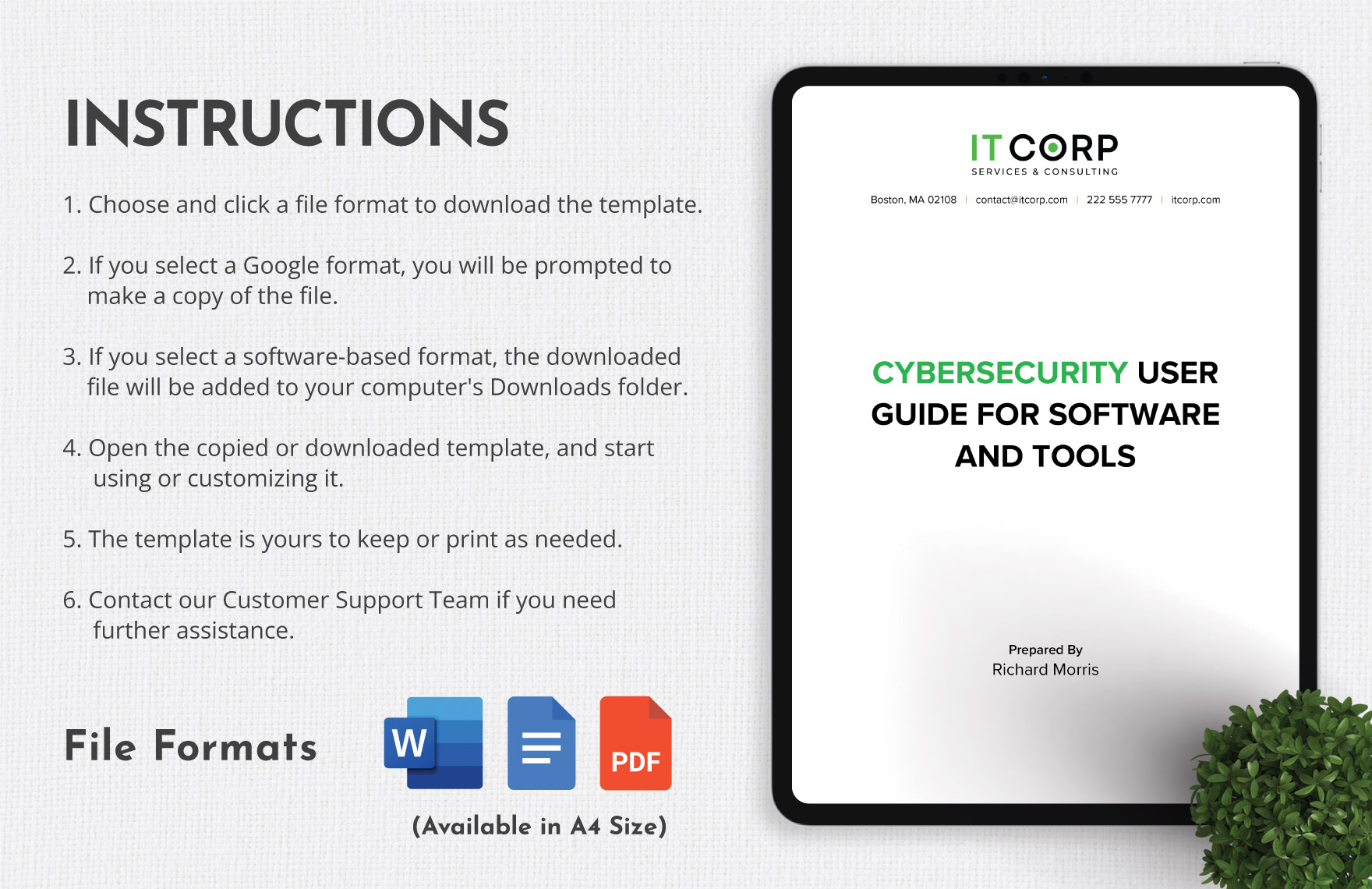 Cybersecurity User Guide for Software and Tools Template