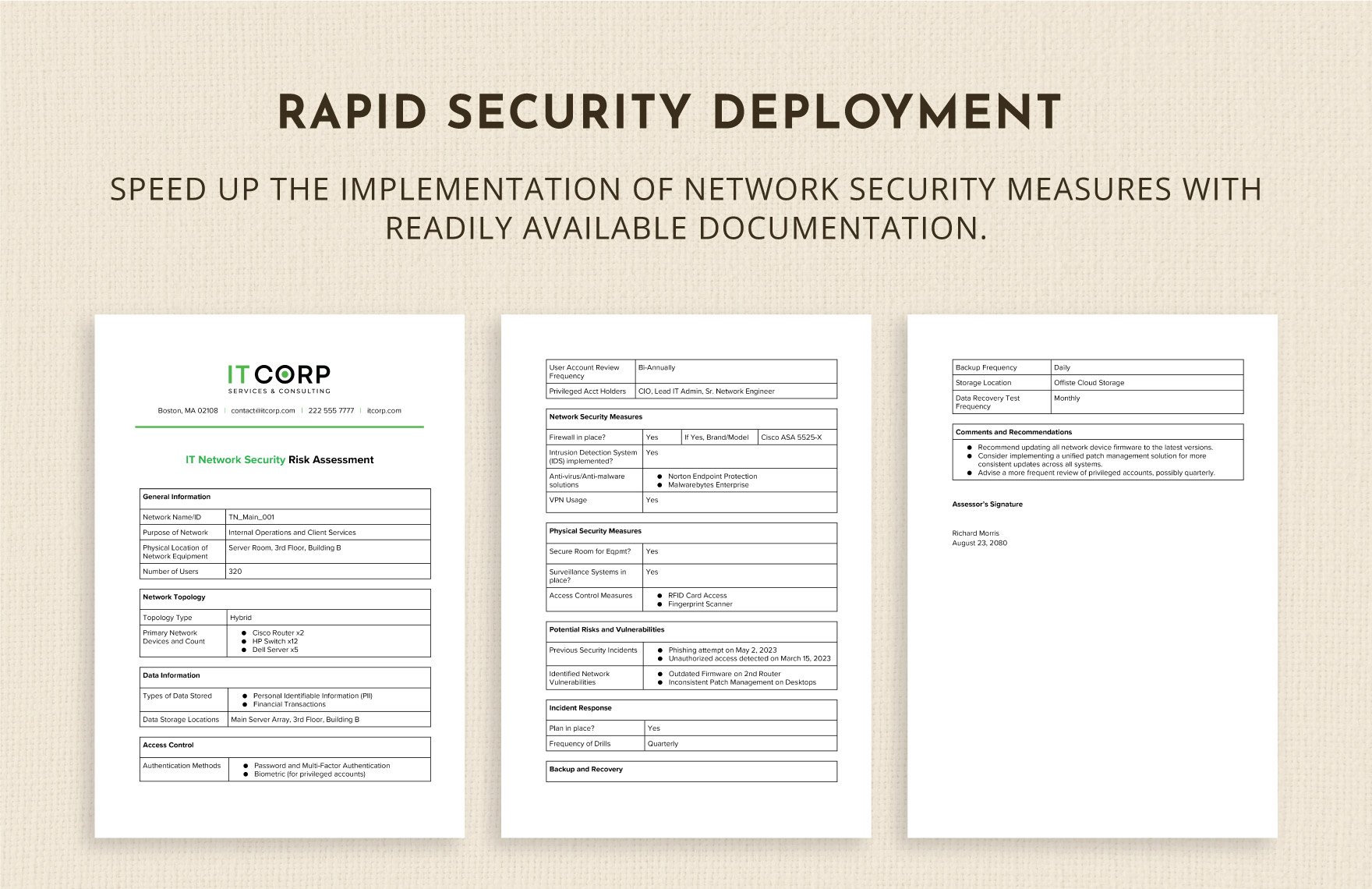 IT Network Security Risk Assessment Template