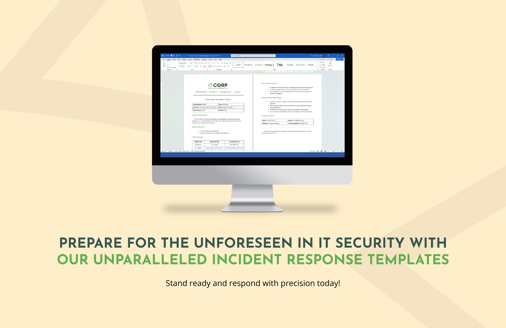 IT Security Incident Ticket Template