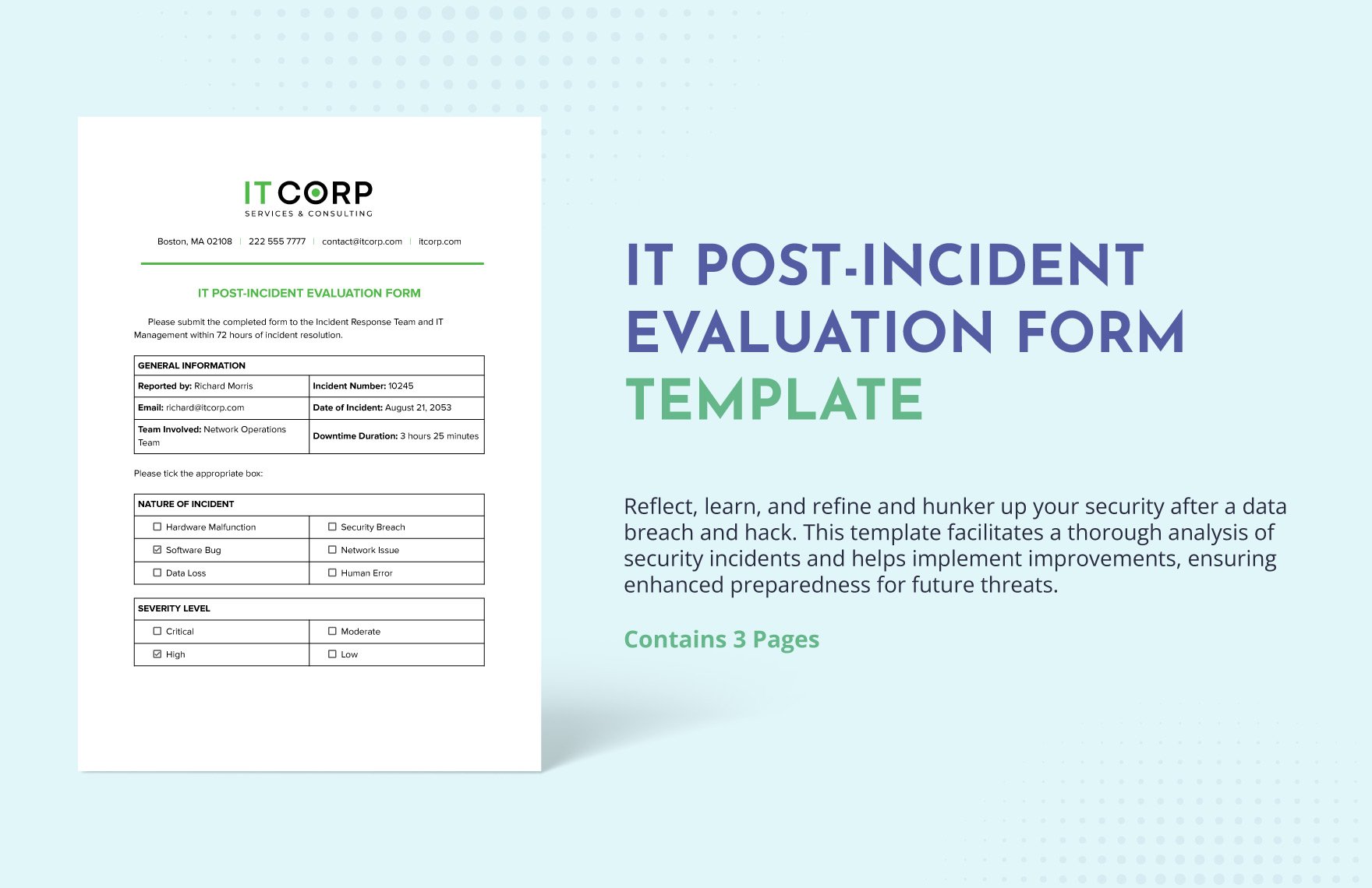 IT Post-Incident Evaluation Form Template