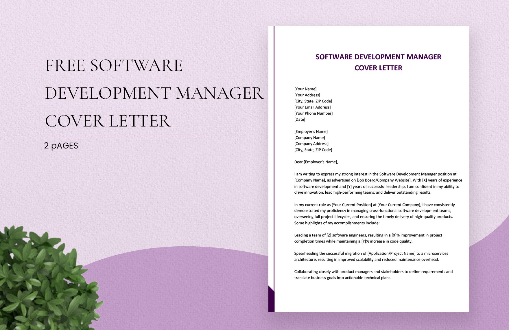 Software Development Manager Cover Letter in Word, Google Docs