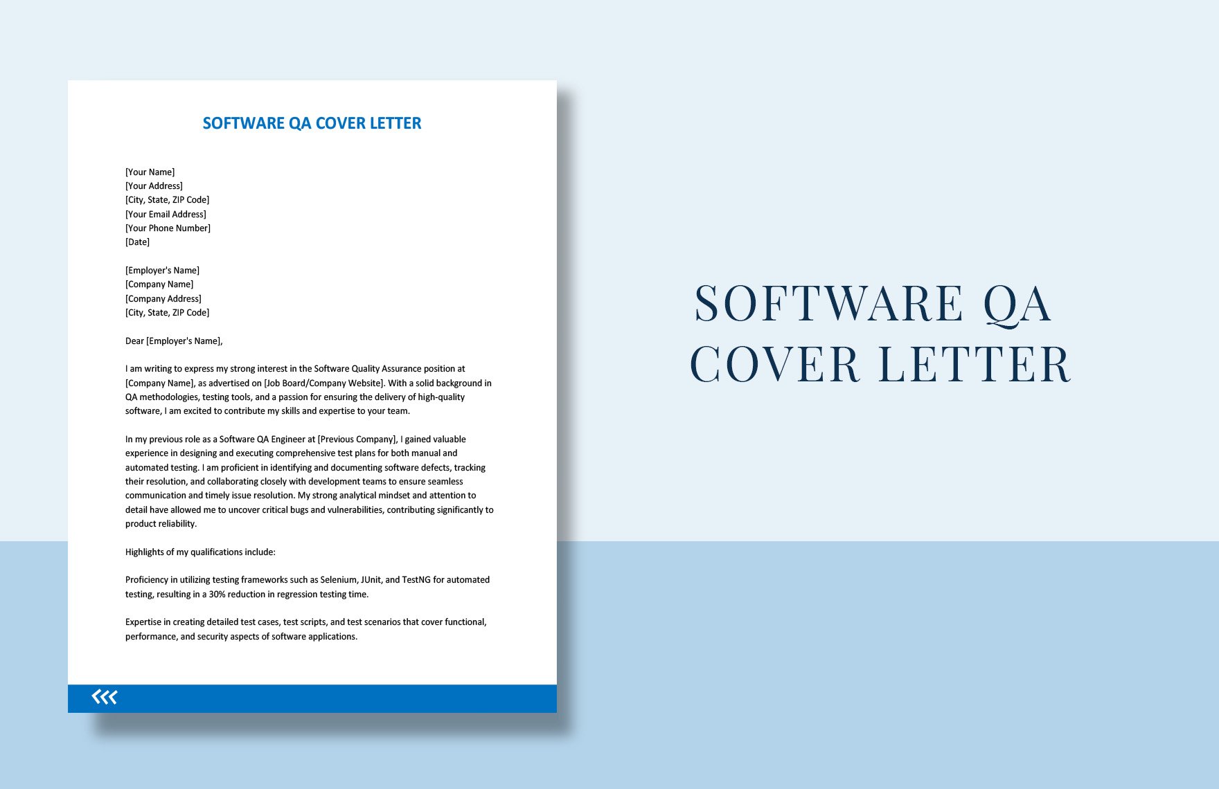 Software QA Cover Letter