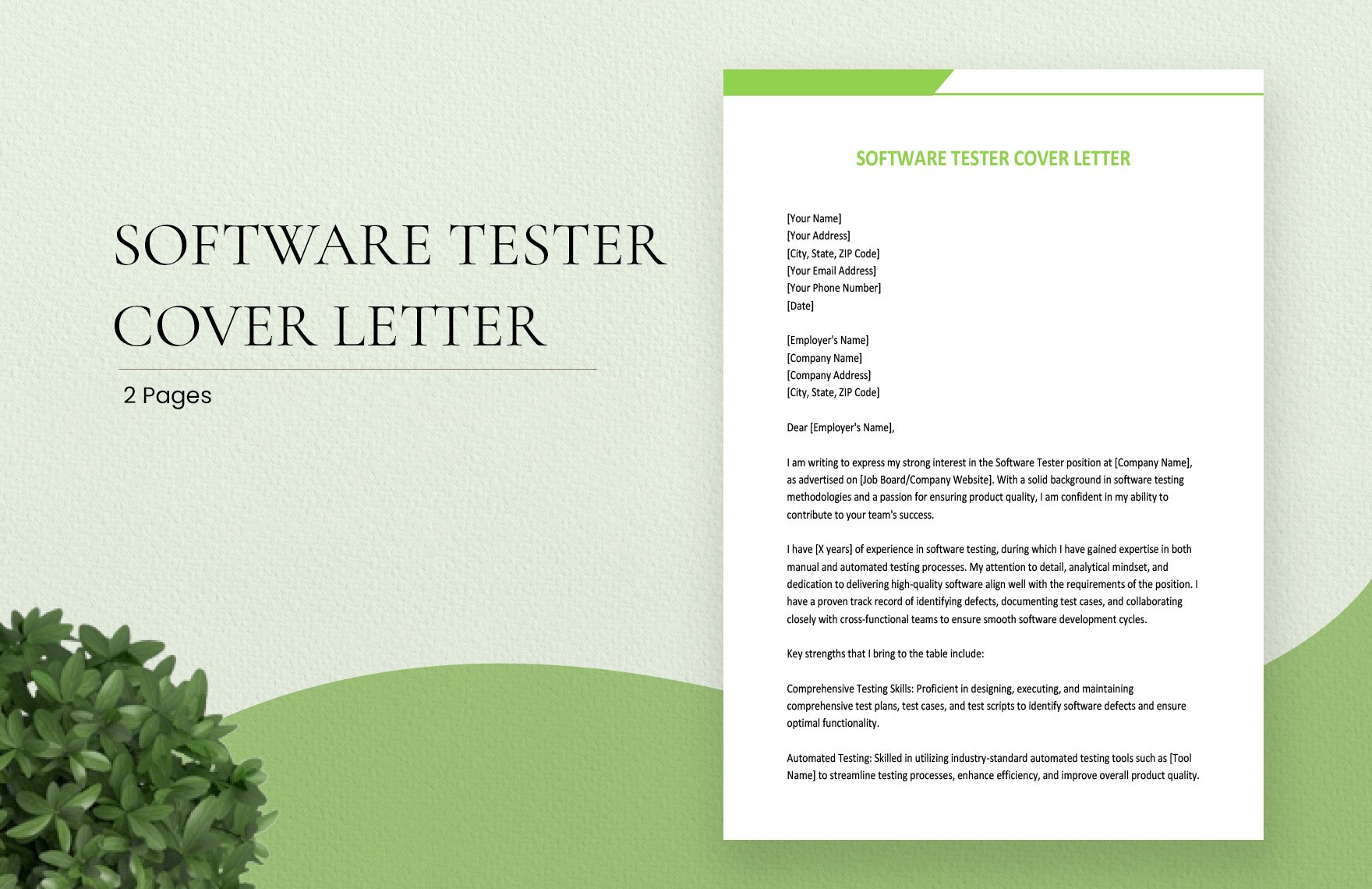Software Tester Cover Letter in Word, Google Docs